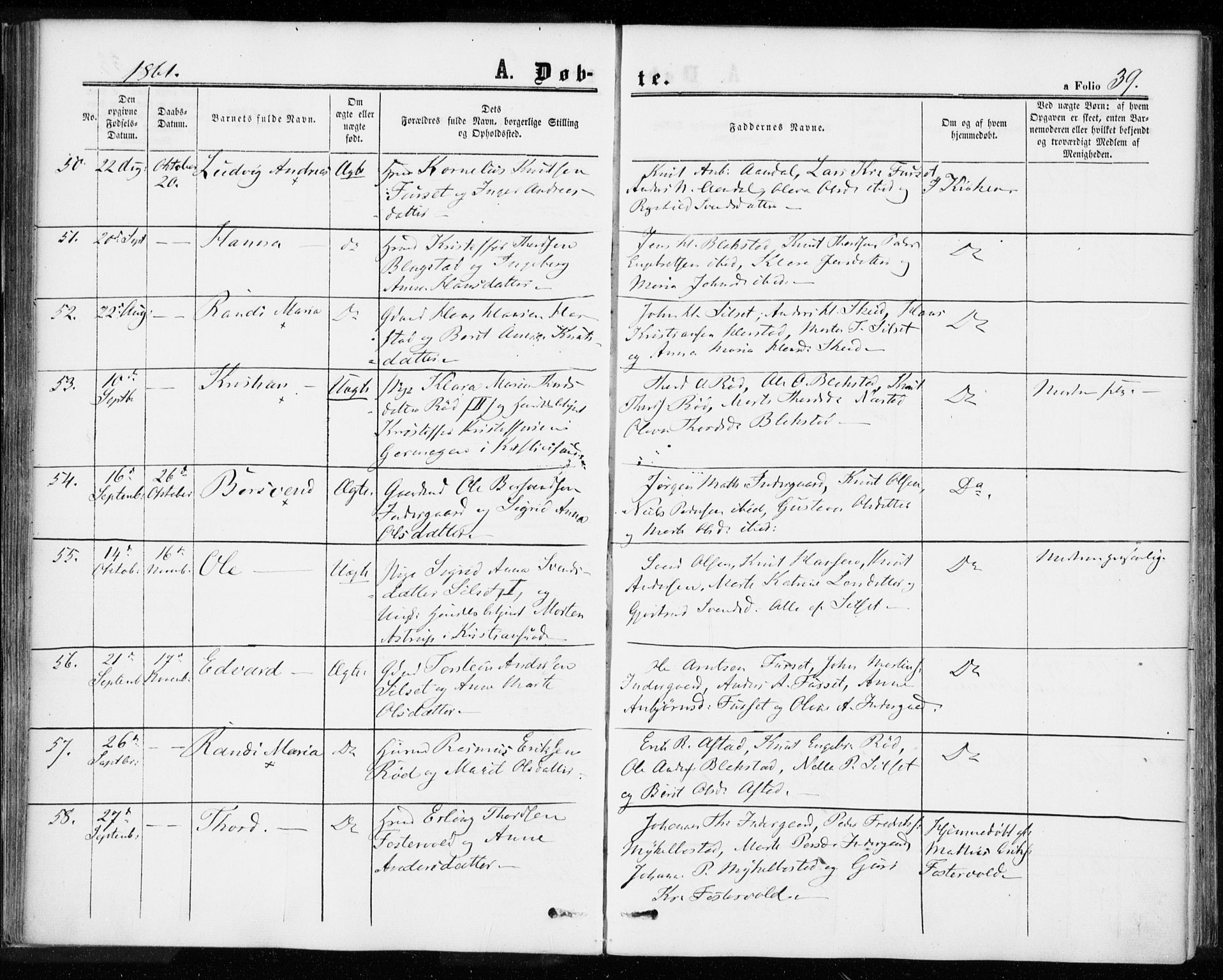 Ministerialprotokoller, klokkerbøker og fødselsregistre - Møre og Romsdal, AV/SAT-A-1454/584/L0965: Ministerialbok nr. 584A05, 1857-1868, s. 39
