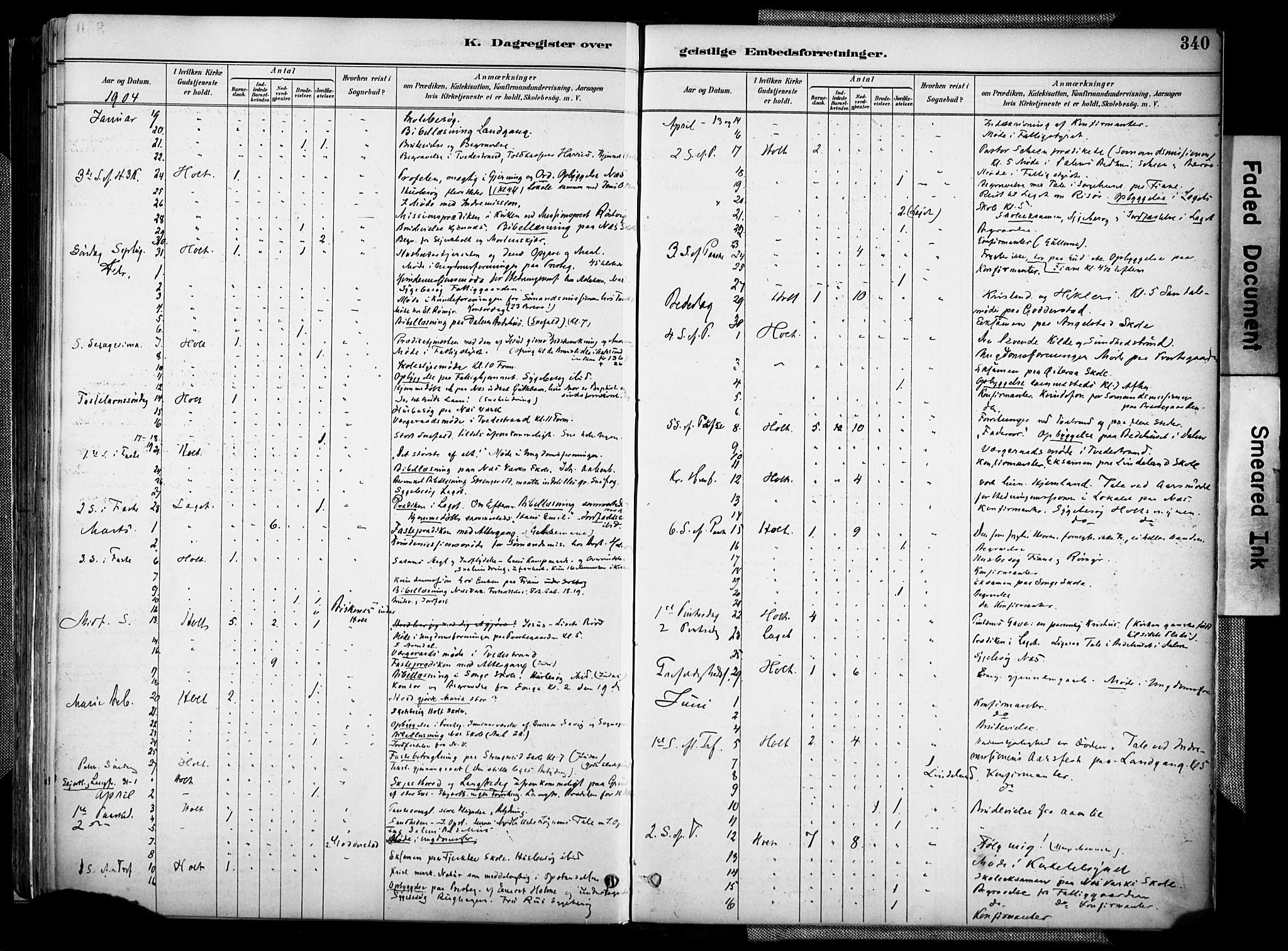 Holt sokneprestkontor, AV/SAK-1111-0021/F/Fa/L0012: Ministerialbok nr. A 12, 1885-1907, s. 340