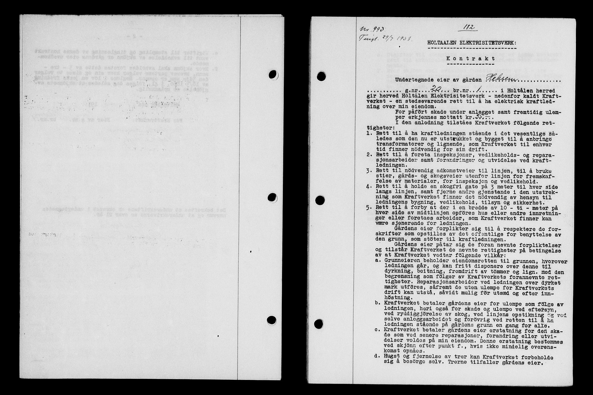 Gauldal sorenskriveri, SAT/A-0014/1/2/2C/L0049: Pantebok nr. 53, 1938-1938, Dagboknr: 993/1938