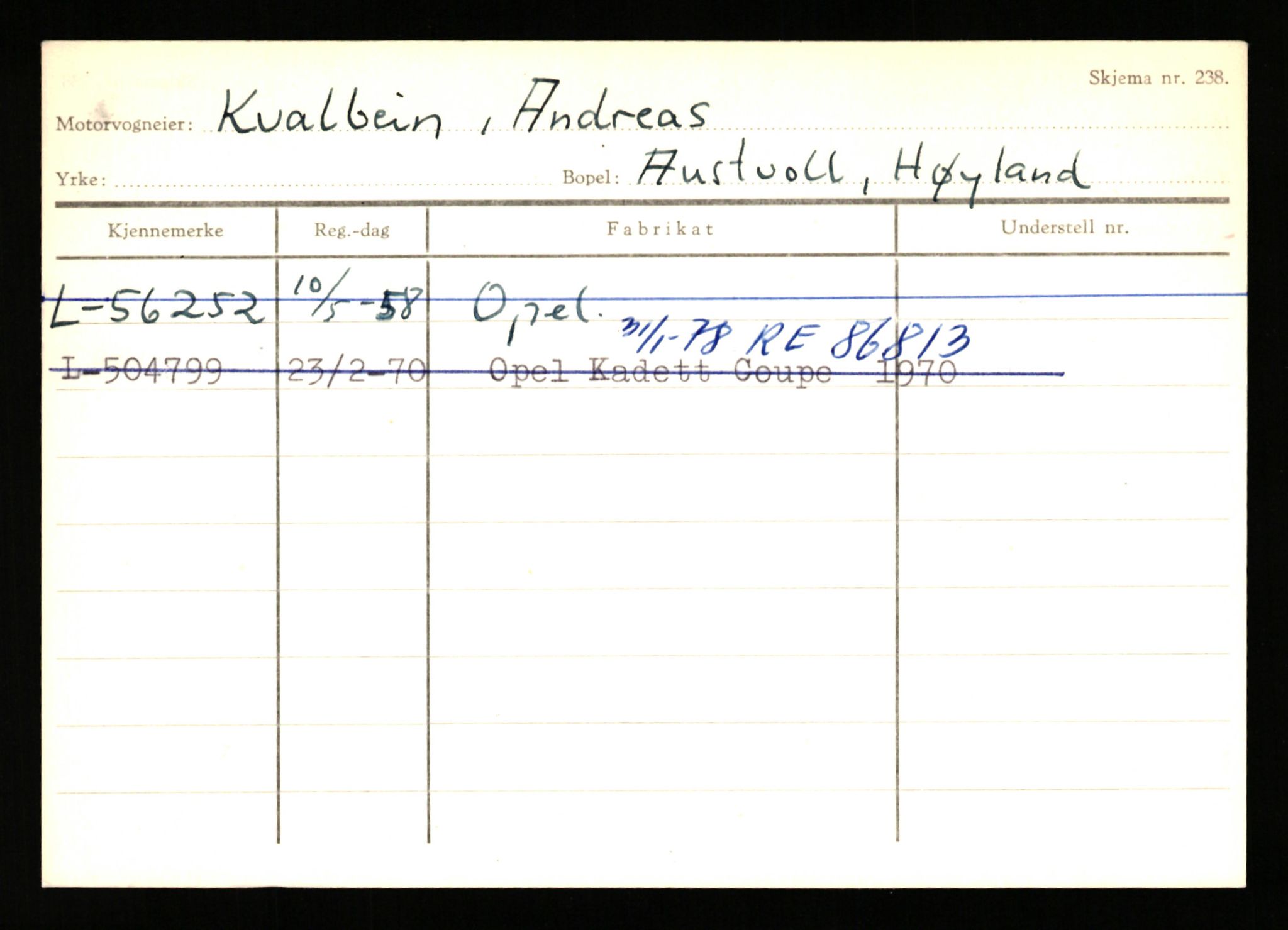 Stavanger trafikkstasjon, SAST/A-101942/0/H/L0021: Kristiania - Landsnes, 1930-1971, s. 875