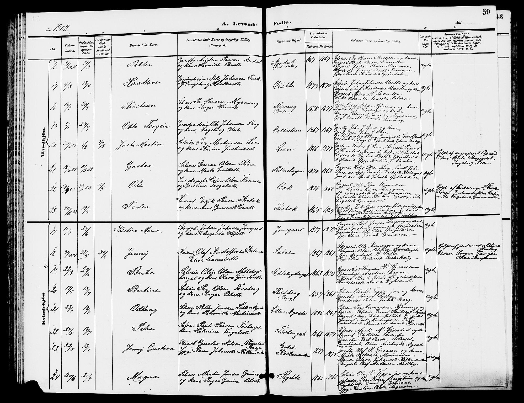 Trysil prestekontor, SAH/PREST-046/H/Ha/Hab/L0006: Klokkerbok nr. 6, 1896-1912, s. 59