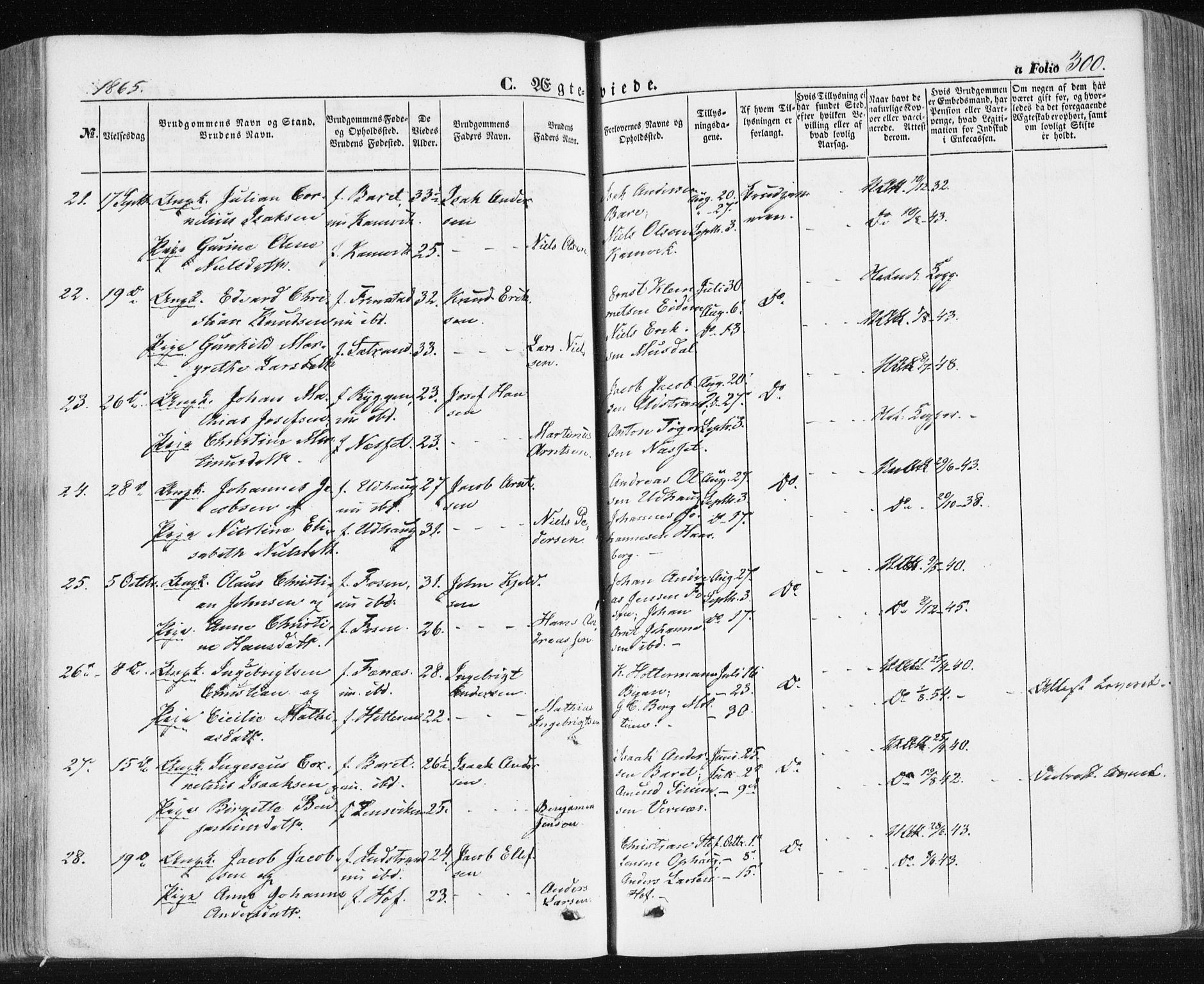 Ministerialprotokoller, klokkerbøker og fødselsregistre - Sør-Trøndelag, SAT/A-1456/659/L0737: Ministerialbok nr. 659A07, 1857-1875, s. 300