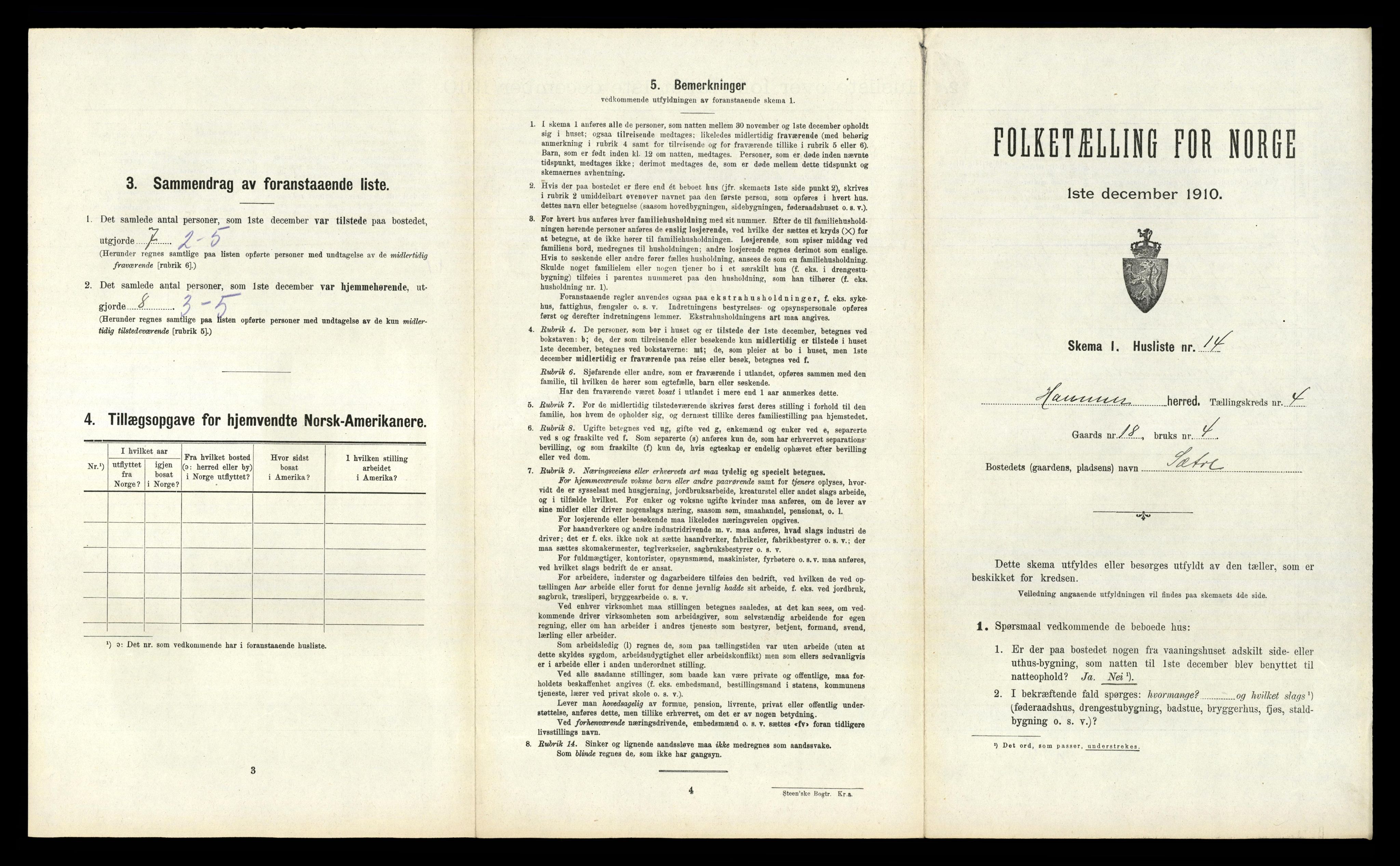 RA, Folketelling 1910 for 1254 Hamre herred, 1910, s. 264