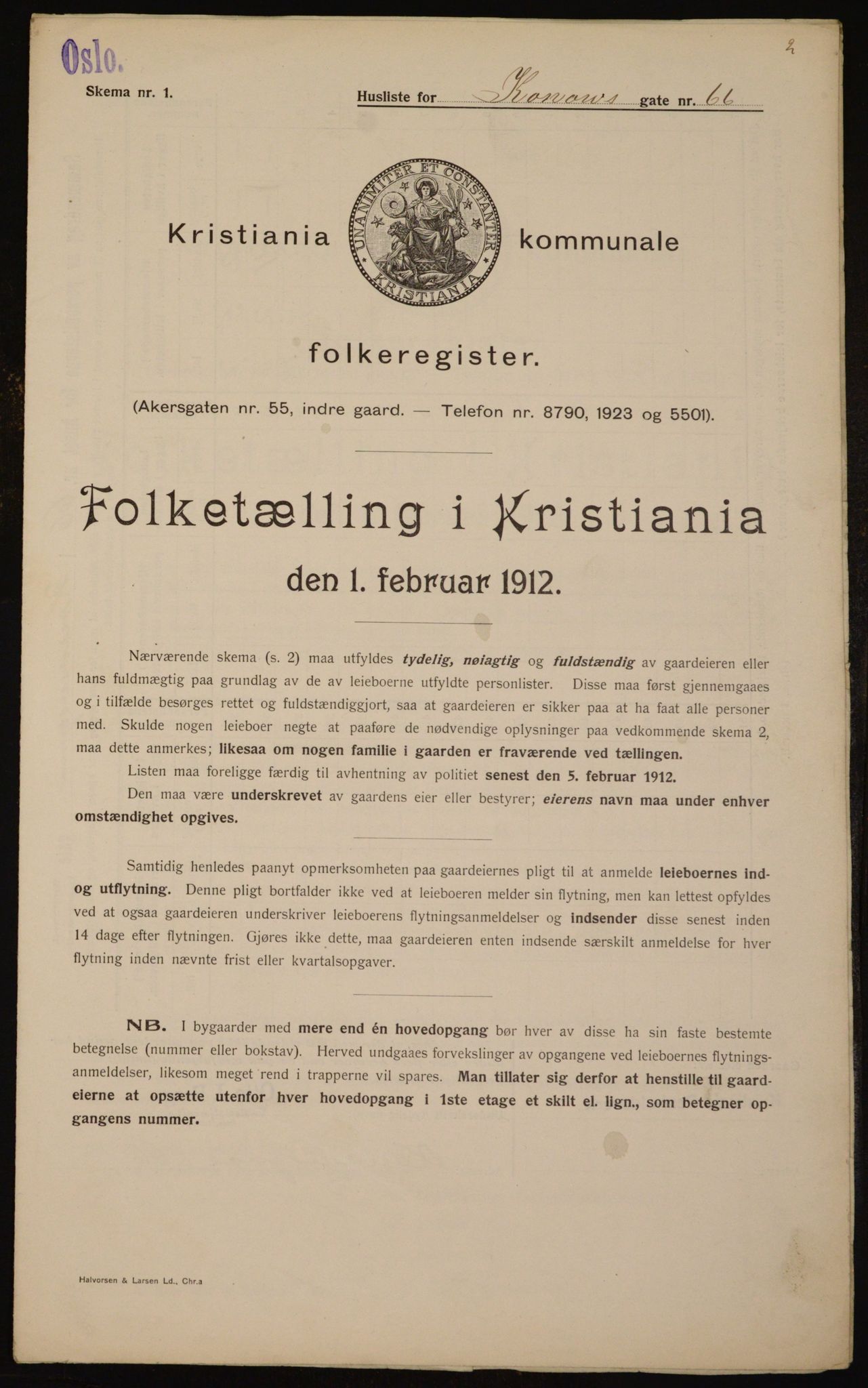 OBA, Kommunal folketelling 1.2.1912 for Kristiania, 1912, s. 53670