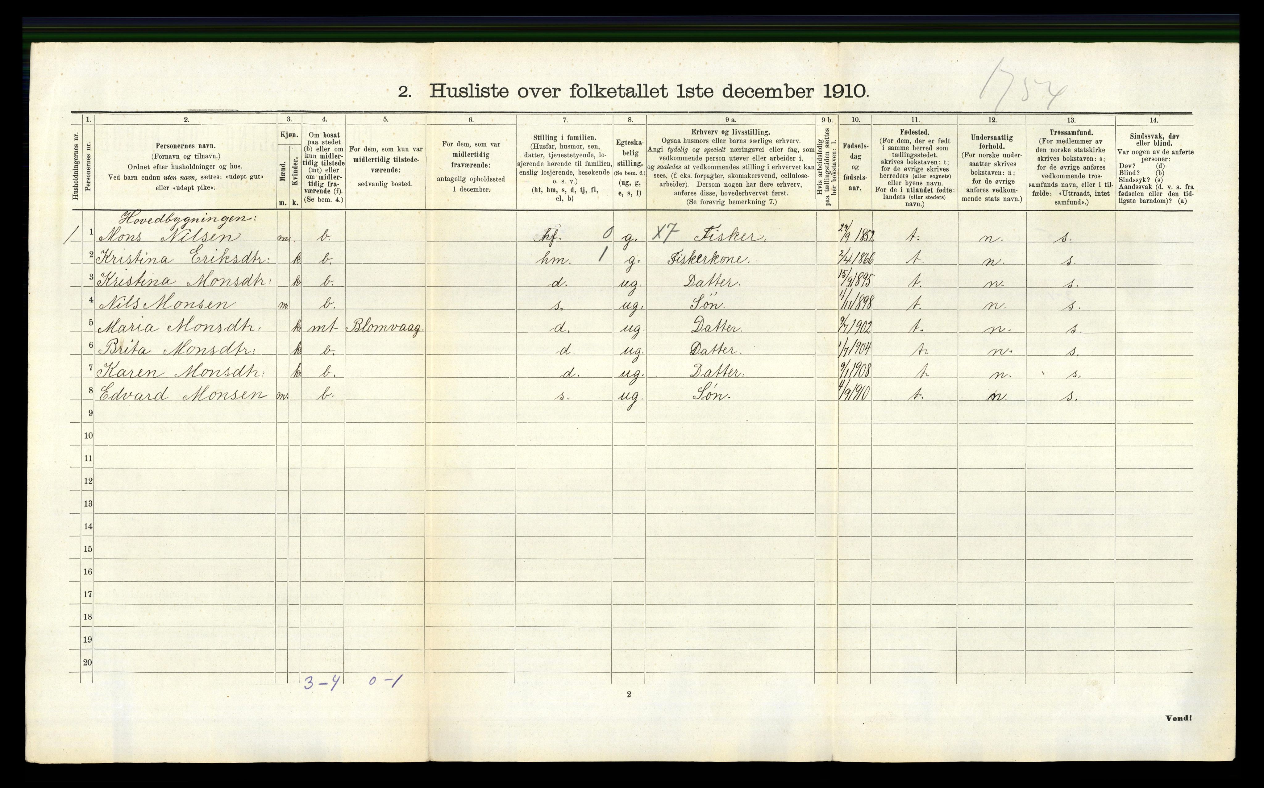 RA, Folketelling 1910 for 1258 Herdla herred, 1910, s. 827