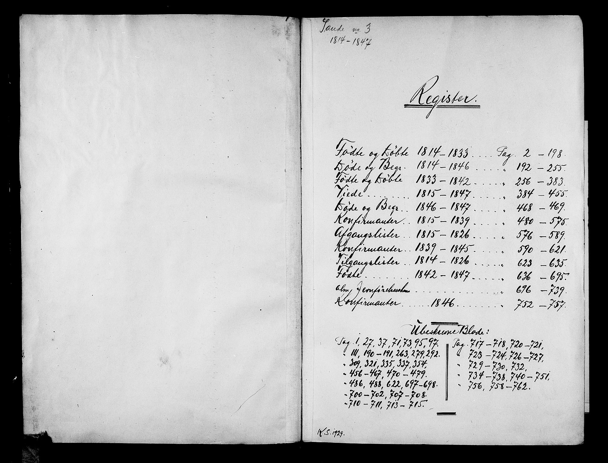 Sande Kirkebøker, AV/SAKO-A-53/G/Ga/L0001: Klokkerbok nr. 1, 1814-1847