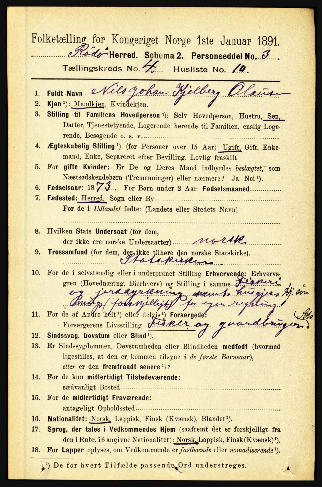 RA, Folketelling 1891 for 1836 Rødøy herred, 1891, s. 1646