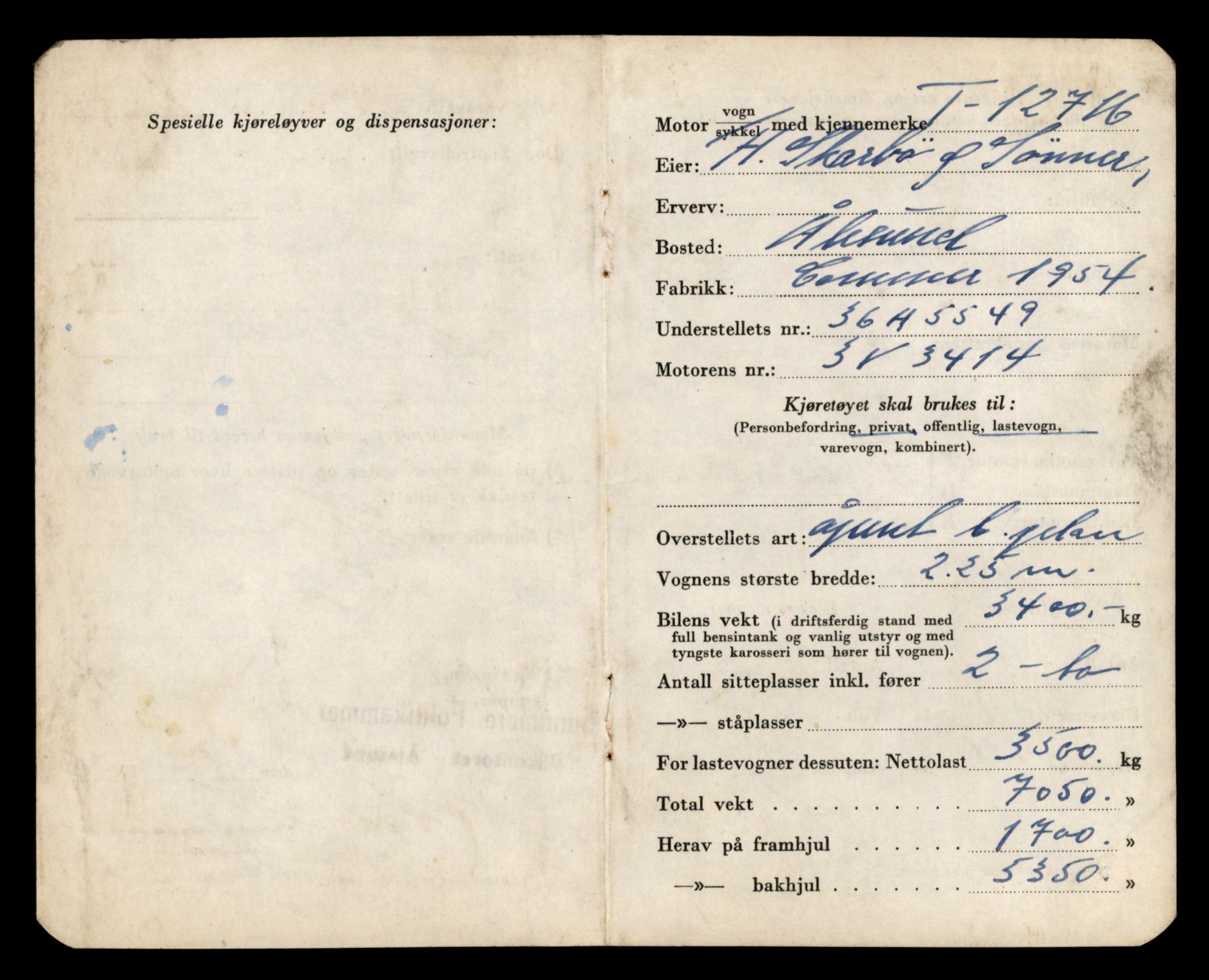 Møre og Romsdal vegkontor - Ålesund trafikkstasjon, AV/SAT-A-4099/F/Fe/L0035: Registreringskort for kjøretøy T 12653 - T 12829, 1927-1998, s. 1224