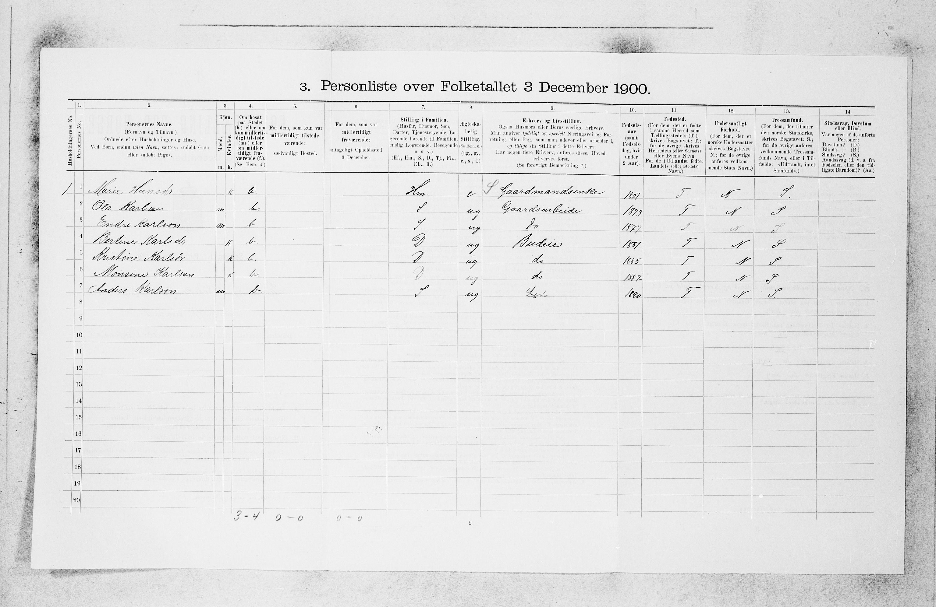 SAB, Folketelling 1900 for 1415 Lavik og Brekke herred, 1900, s. 420