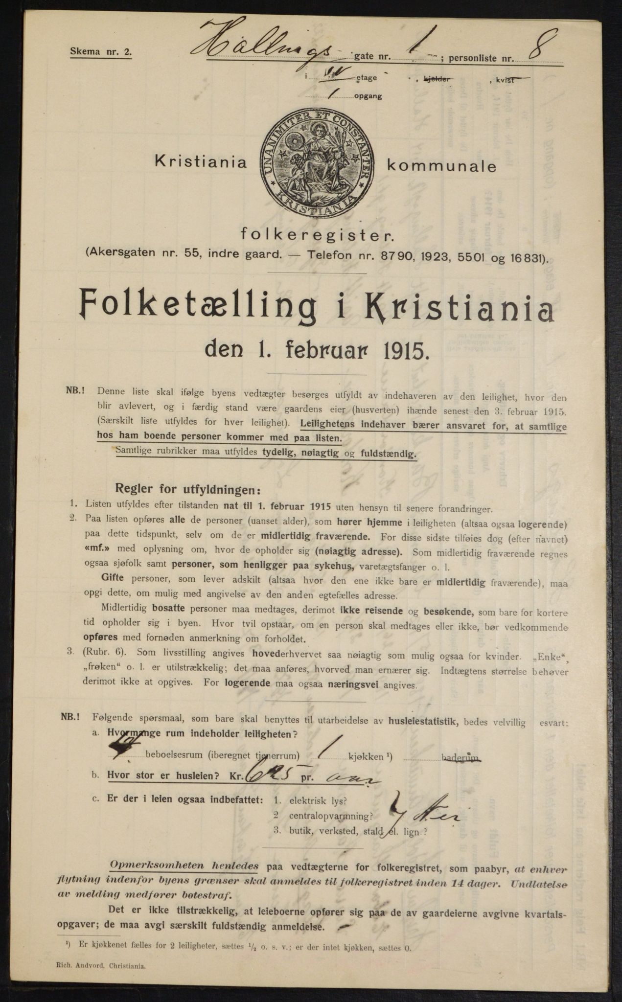 OBA, Kommunal folketelling 1.2.1915 for Kristiania, 1915, s. 33644