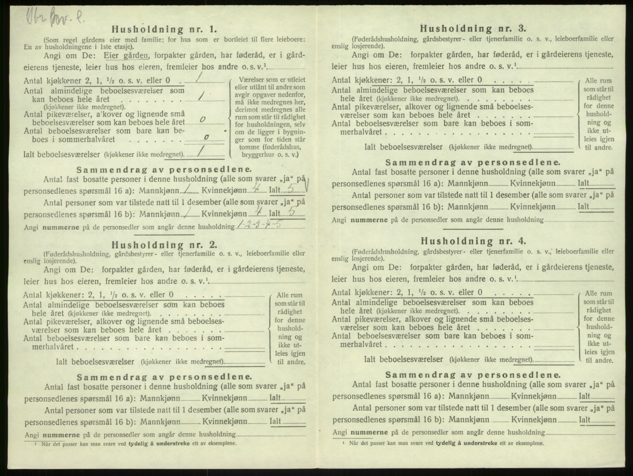 SAB, Folketelling 1920 for 1264 Austrheim herred, 1920, s. 411