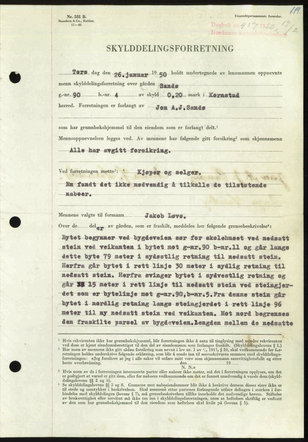 Nordmøre sorenskriveri, AV/SAT-A-4132/1/2/2Ca: Pantebok nr. A114, 1950-1950, Dagboknr: 487/1950