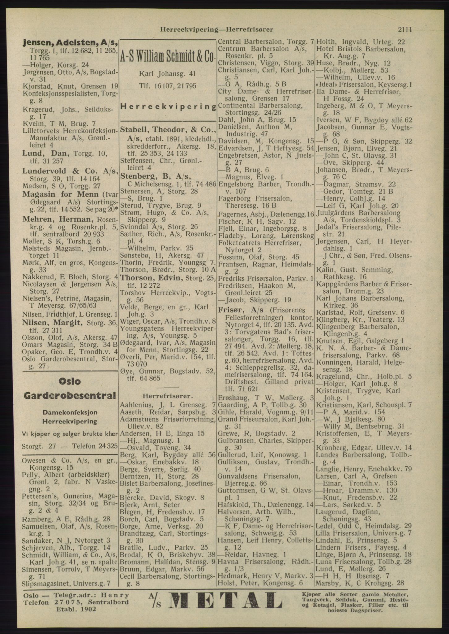 Kristiania/Oslo adressebok, PUBL/-, 1945, s. 2027
