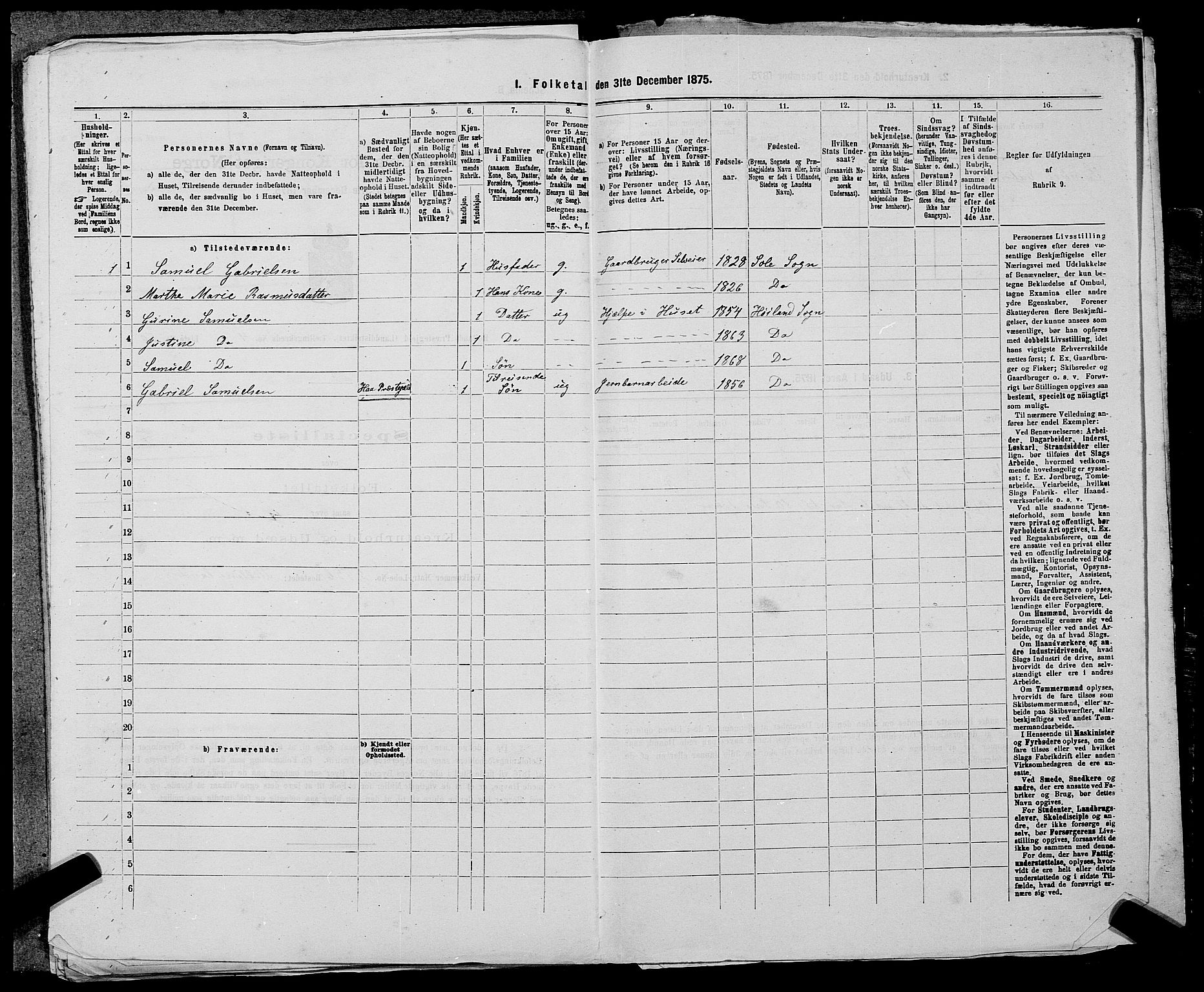 SAST, Folketelling 1875 for 1123L Høyland prestegjeld, Høyland sokn, 1875, s. 668