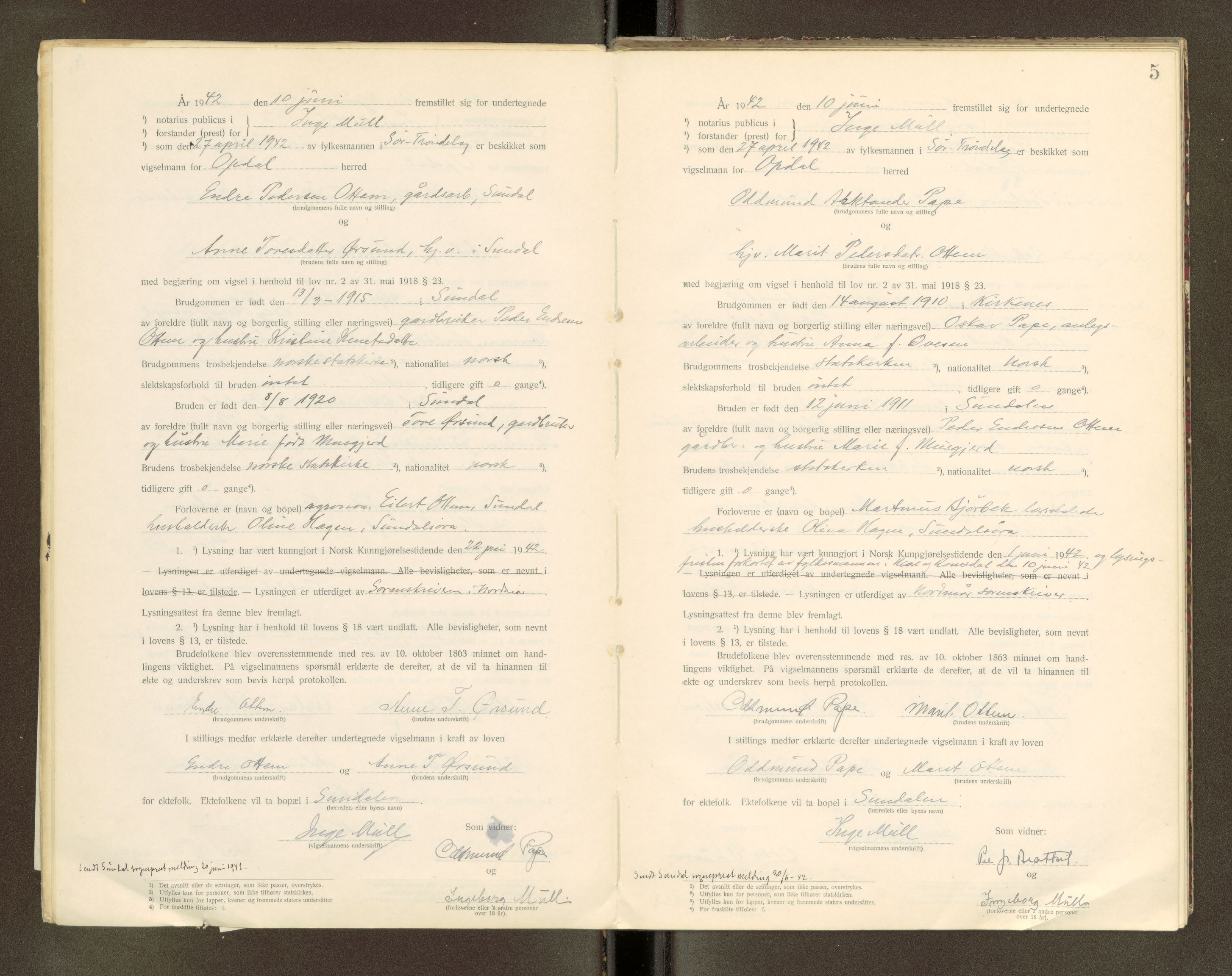 Orkdal sorenskriveri, AV/SAT-A-4169/1/6/6D/L0007: Lysingsbok, 1919-1945, s. 5