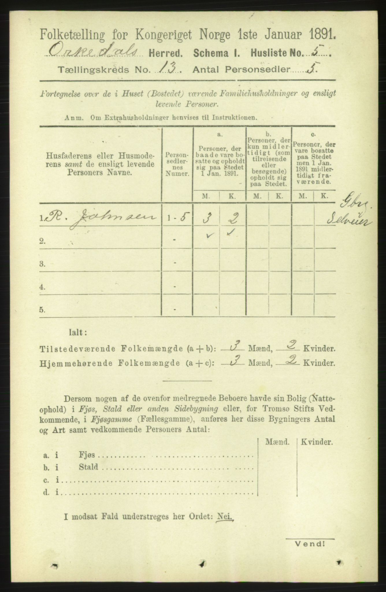 RA, Folketelling 1891 for 1638 Orkdal herred, 1891, s. 5937