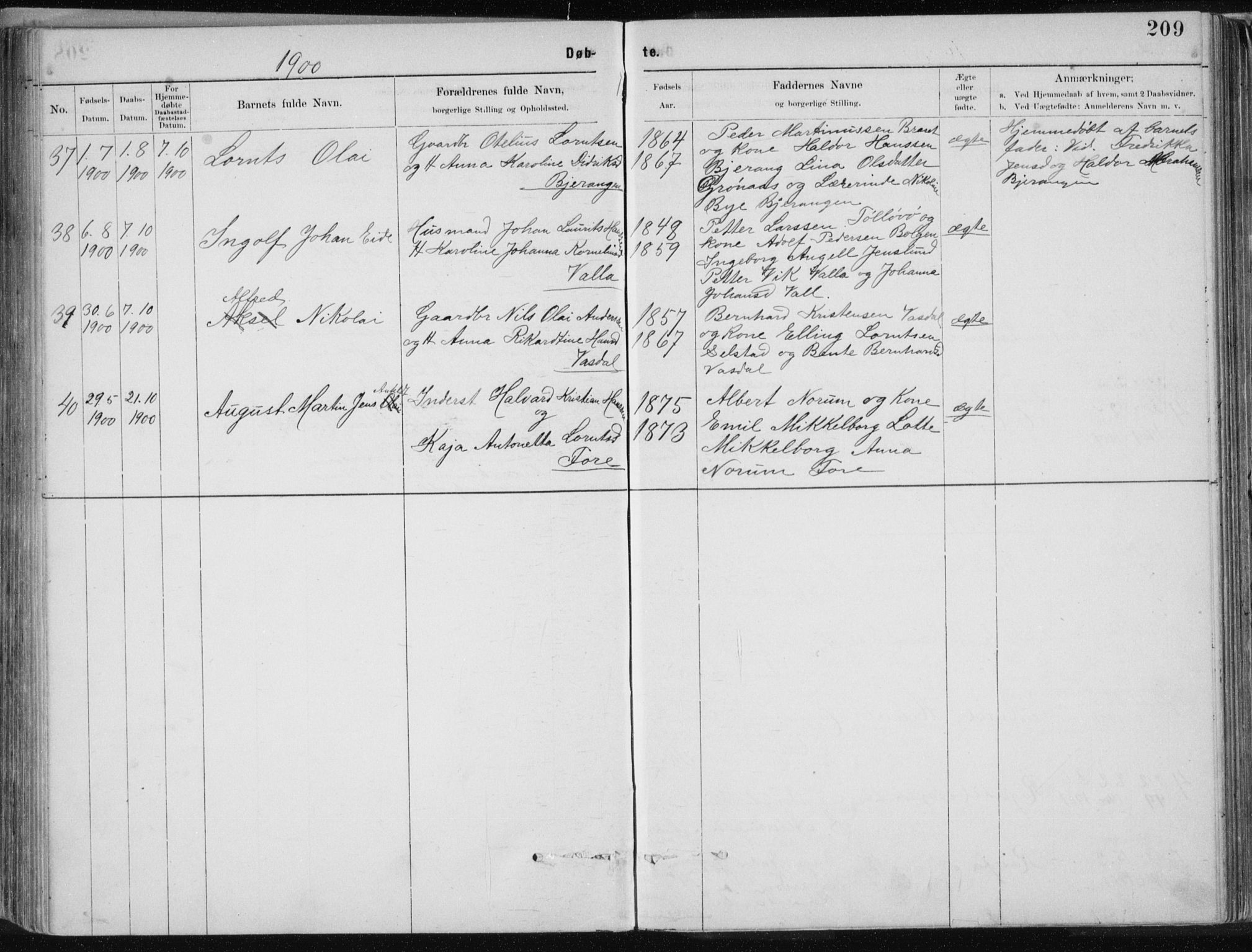 Ministerialprotokoller, klokkerbøker og fødselsregistre - Nordland, AV/SAT-A-1459/843/L0636: Klokkerbok nr. 843C05, 1884-1909, s. 209