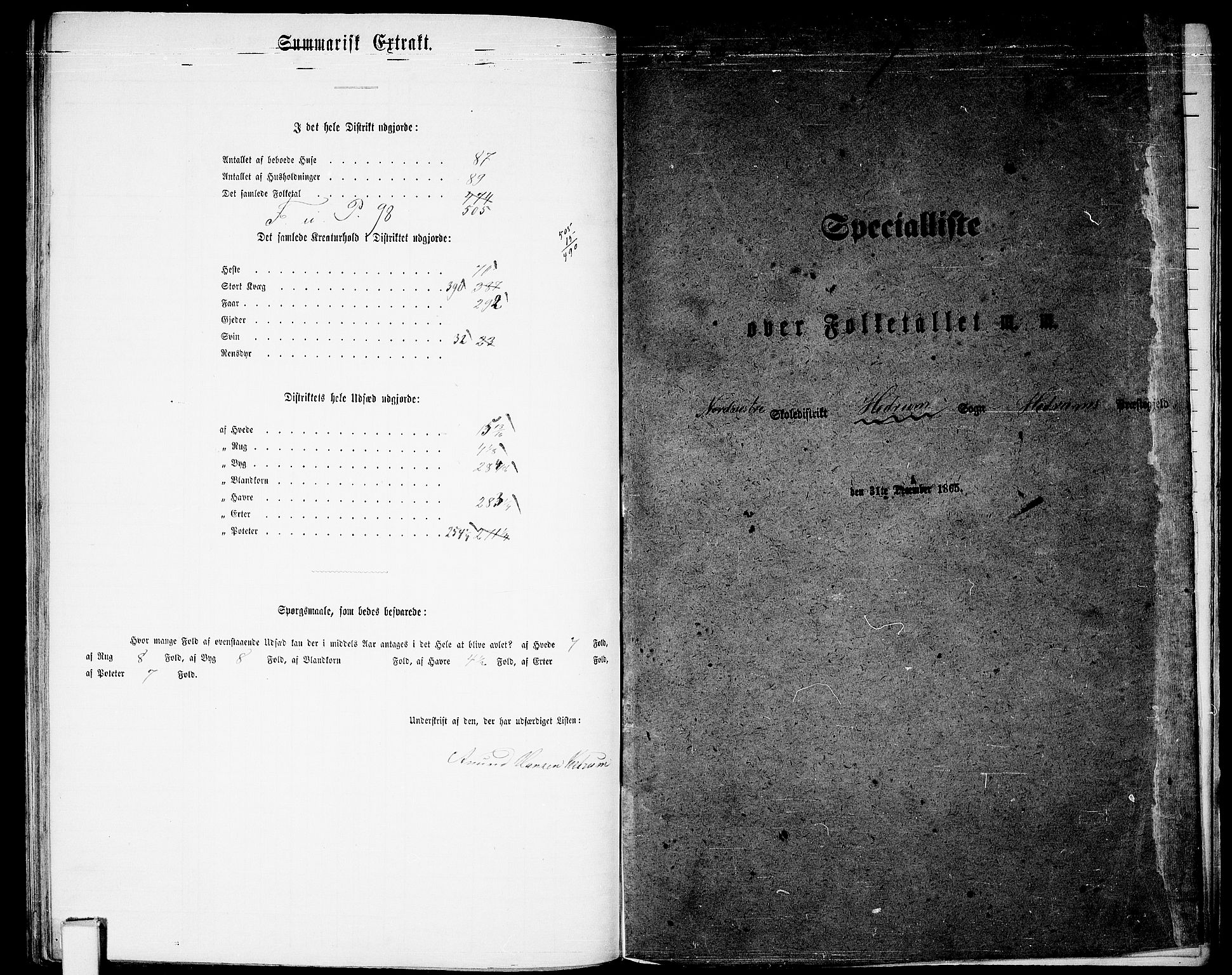 RA, Folketelling 1865 for 0727P Hedrum prestegjeld, 1865, s. 88