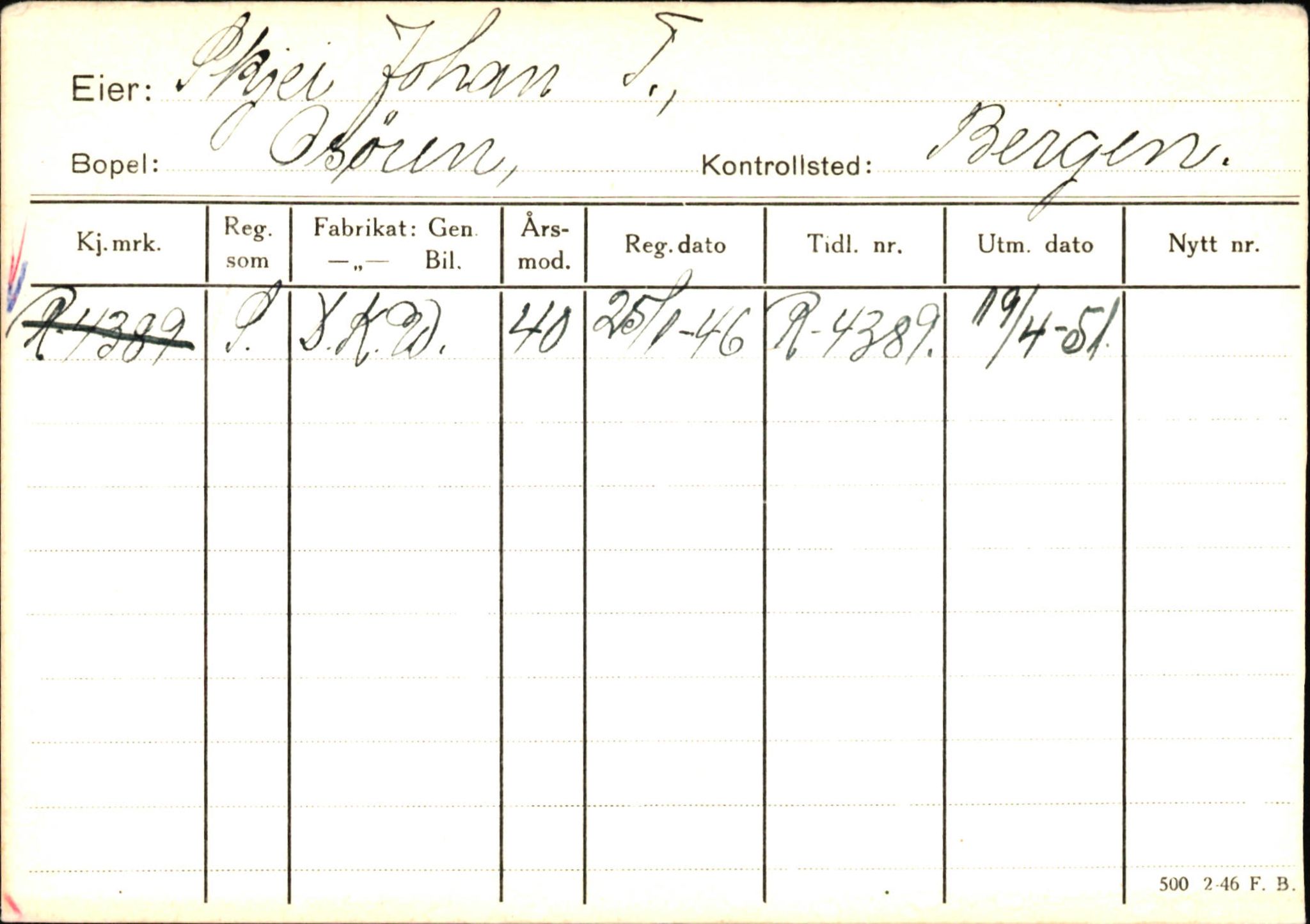 Statens vegvesen, Hordaland vegkontor, SAB/A-5201/2/Ha/L0049: R-eierkort S, 1920-1971, s. 1