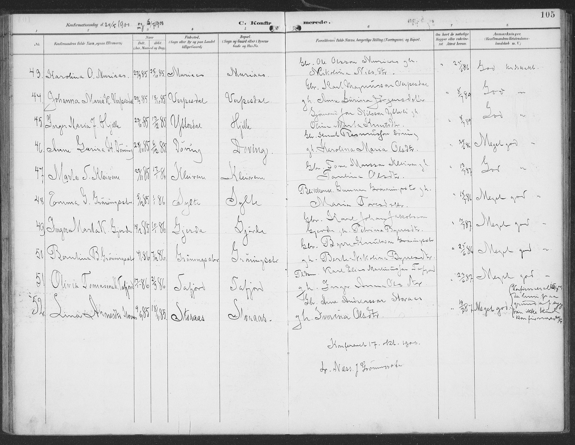 Ministerialprotokoller, klokkerbøker og fødselsregistre - Møre og Romsdal, AV/SAT-A-1454/519/L0256: Ministerialbok nr. 519A15, 1895-1912, s. 105