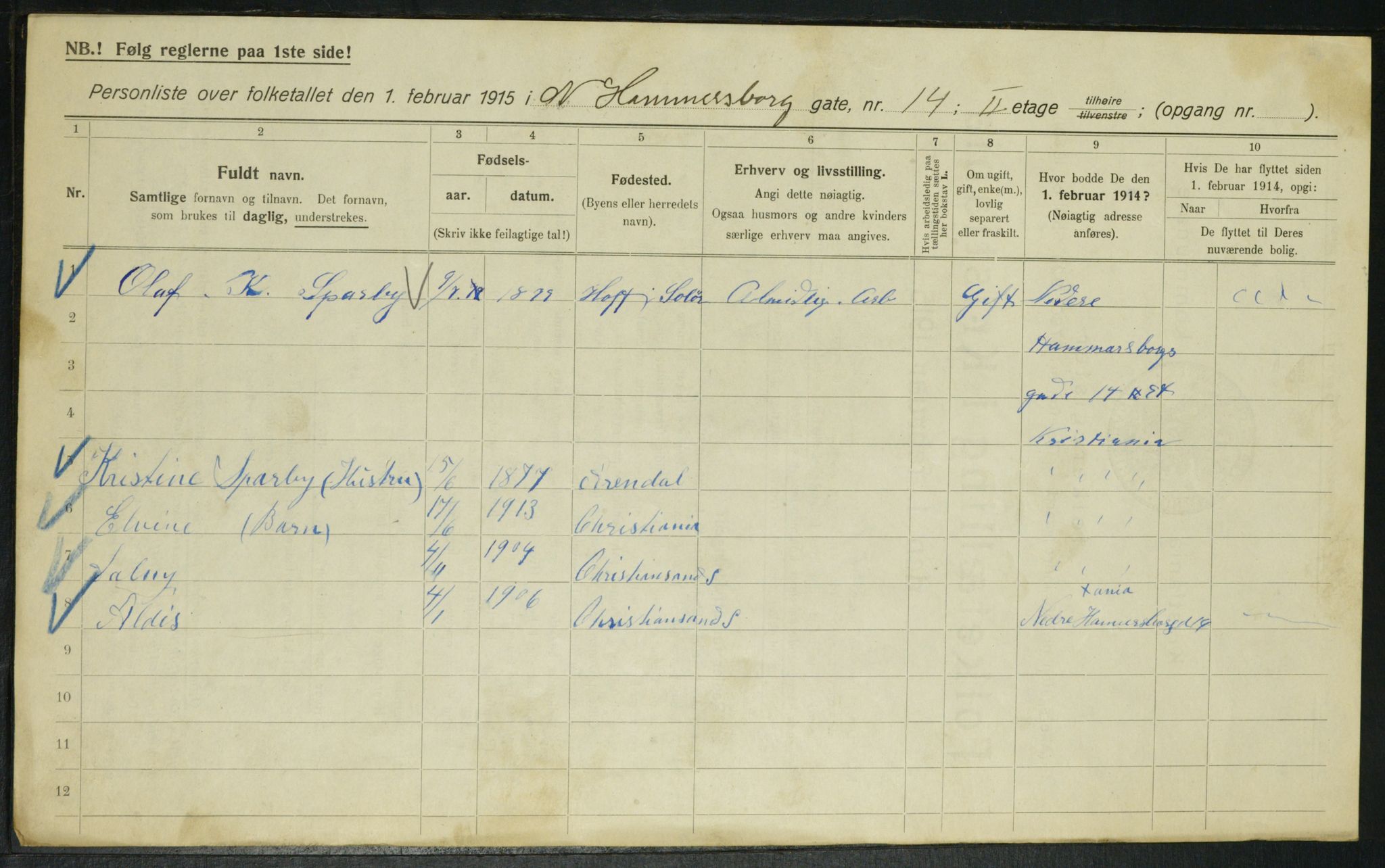 OBA, Kommunal folketelling 1.2.1915 for Kristiania, 1915, s. 68880