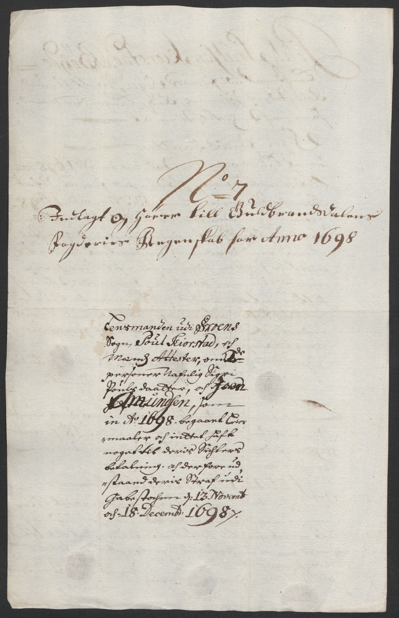 Rentekammeret inntil 1814, Reviderte regnskaper, Fogderegnskap, AV/RA-EA-4092/R17/L1171: Fogderegnskap Gudbrandsdal, 1698, s. 77