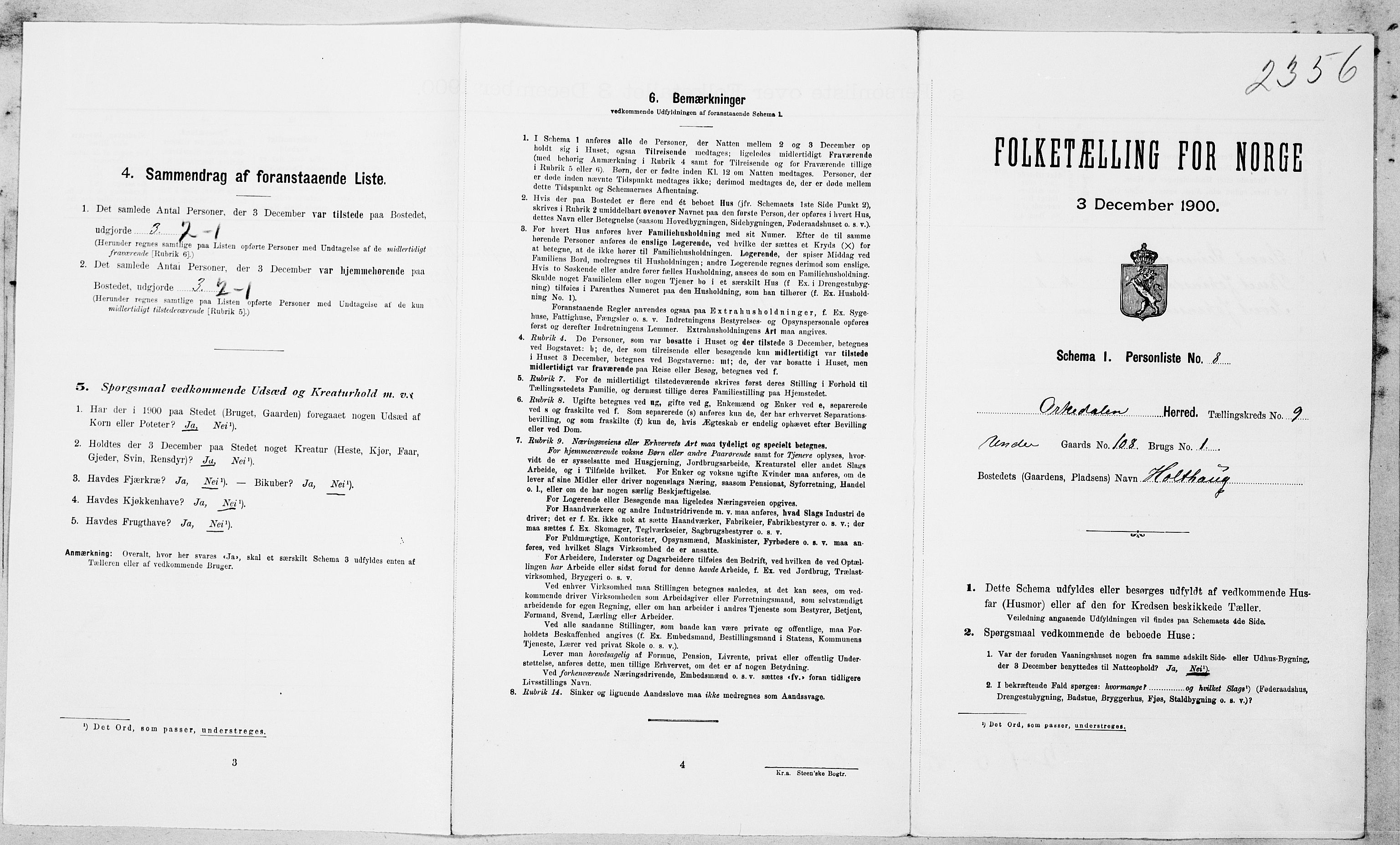 SAT, Folketelling 1900 for 1638 Orkdal herred, 1900, s. 1361