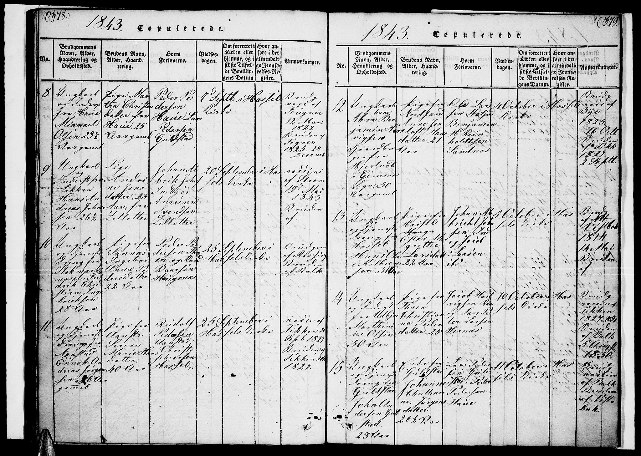 Ministerialprotokoller, klokkerbøker og fødselsregistre - Nordland, AV/SAT-A-1459/888/L1263: Klokkerbok nr. 888C02 /1, 1820-1850, s. 378-379
