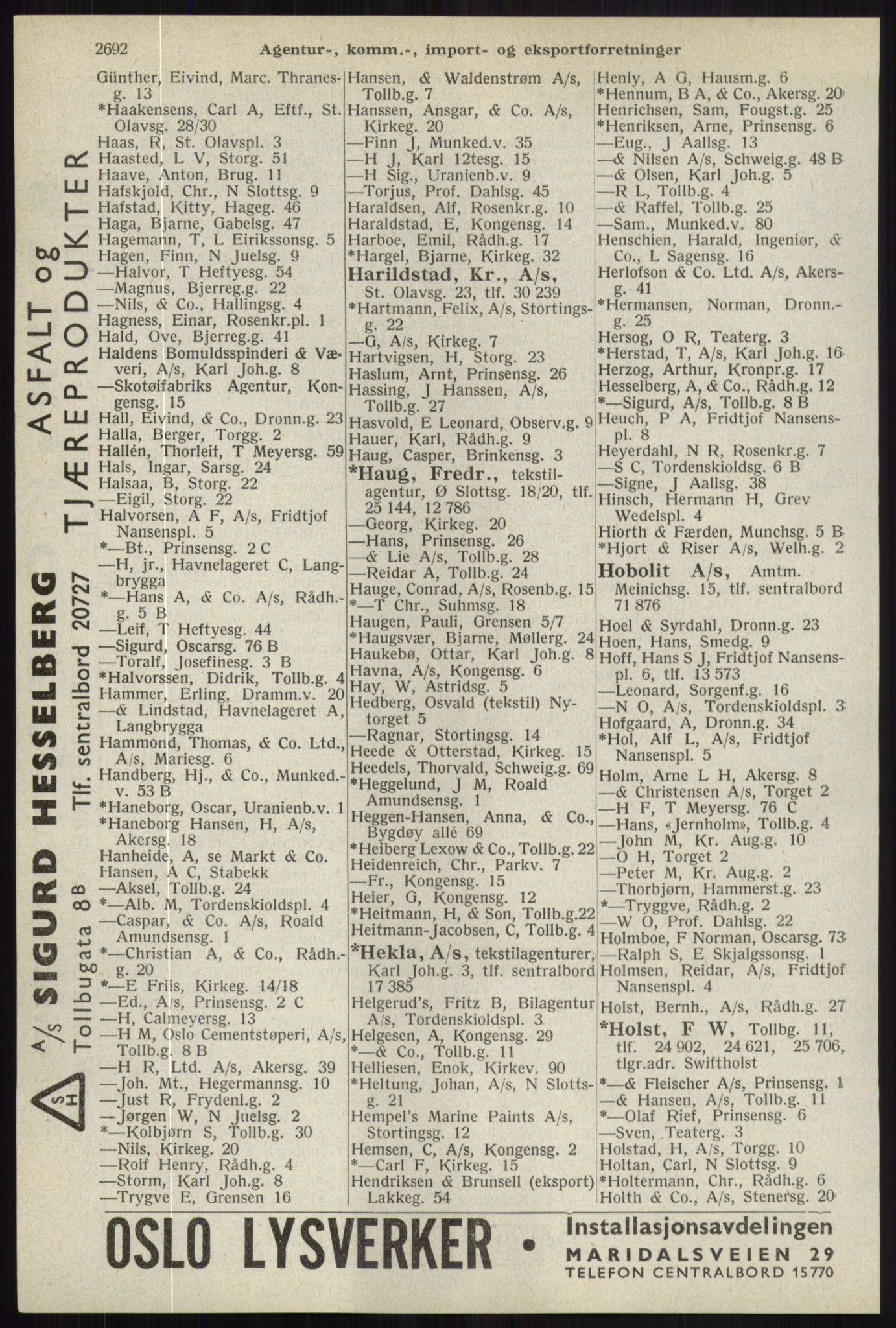 Kristiania/Oslo adressebok, PUBL/-, 1941, s. 2692