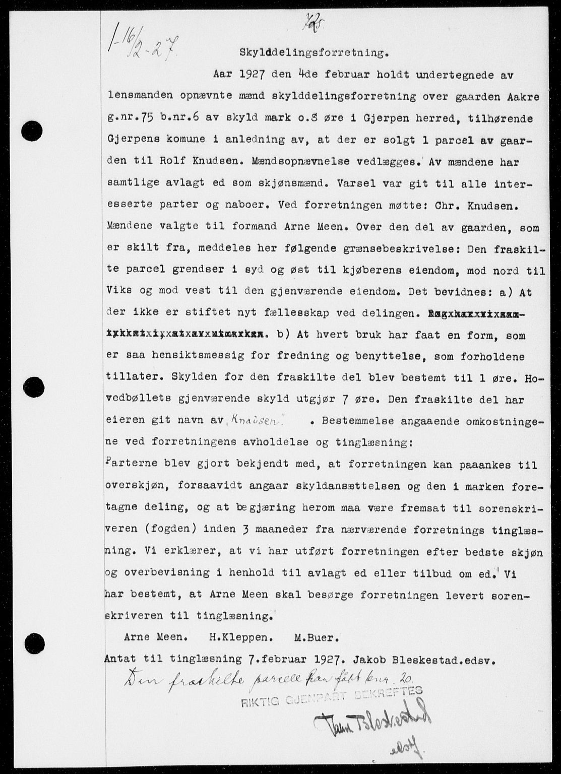 Gjerpen sorenskriveri, SAKO/A-216/G/Ga/Gaa/L0048: Pantebok nr. I 48 og 50-51, 1926-1928, Tingl.dato: 16.02.1927