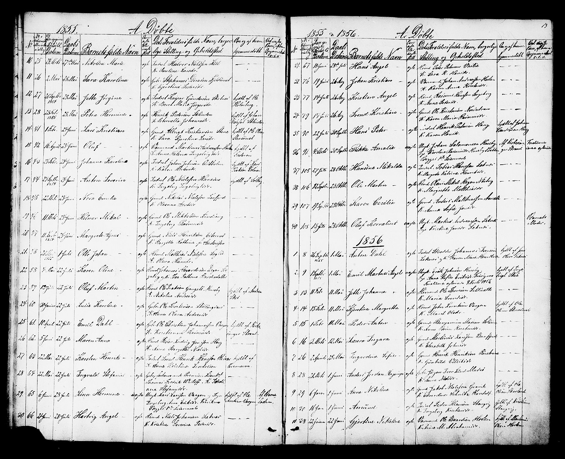 Ministerialprotokoller, klokkerbøker og fødselsregistre - Nord-Trøndelag, SAT/A-1458/788/L0695: Ministerialbok nr. 788A02, 1843-1862, s. 13