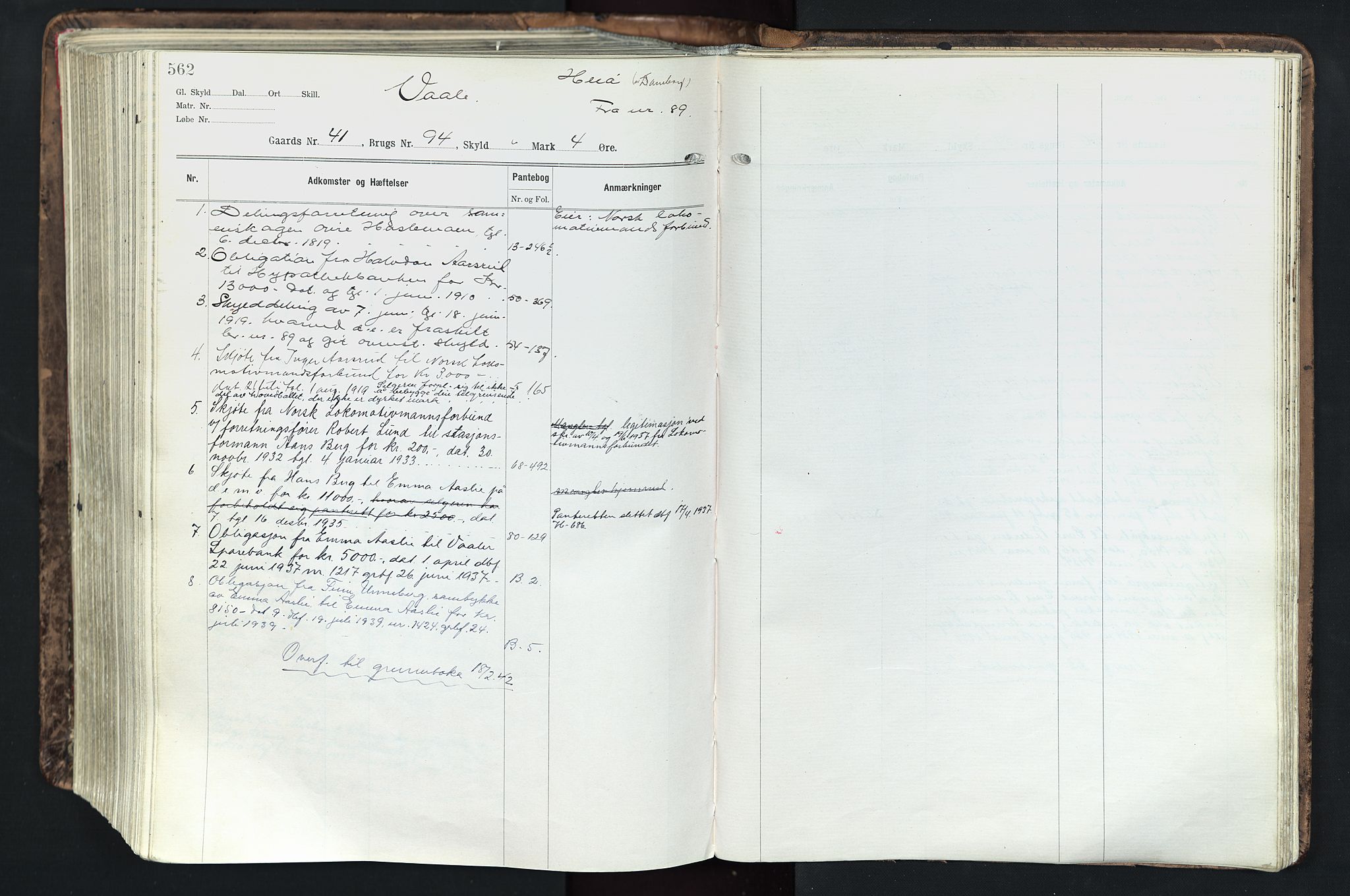Solør tingrett, AV/SAH-TING-008/H/Ha/Hak/L0003: Panteregister nr. III, 1900-1935, s. 562