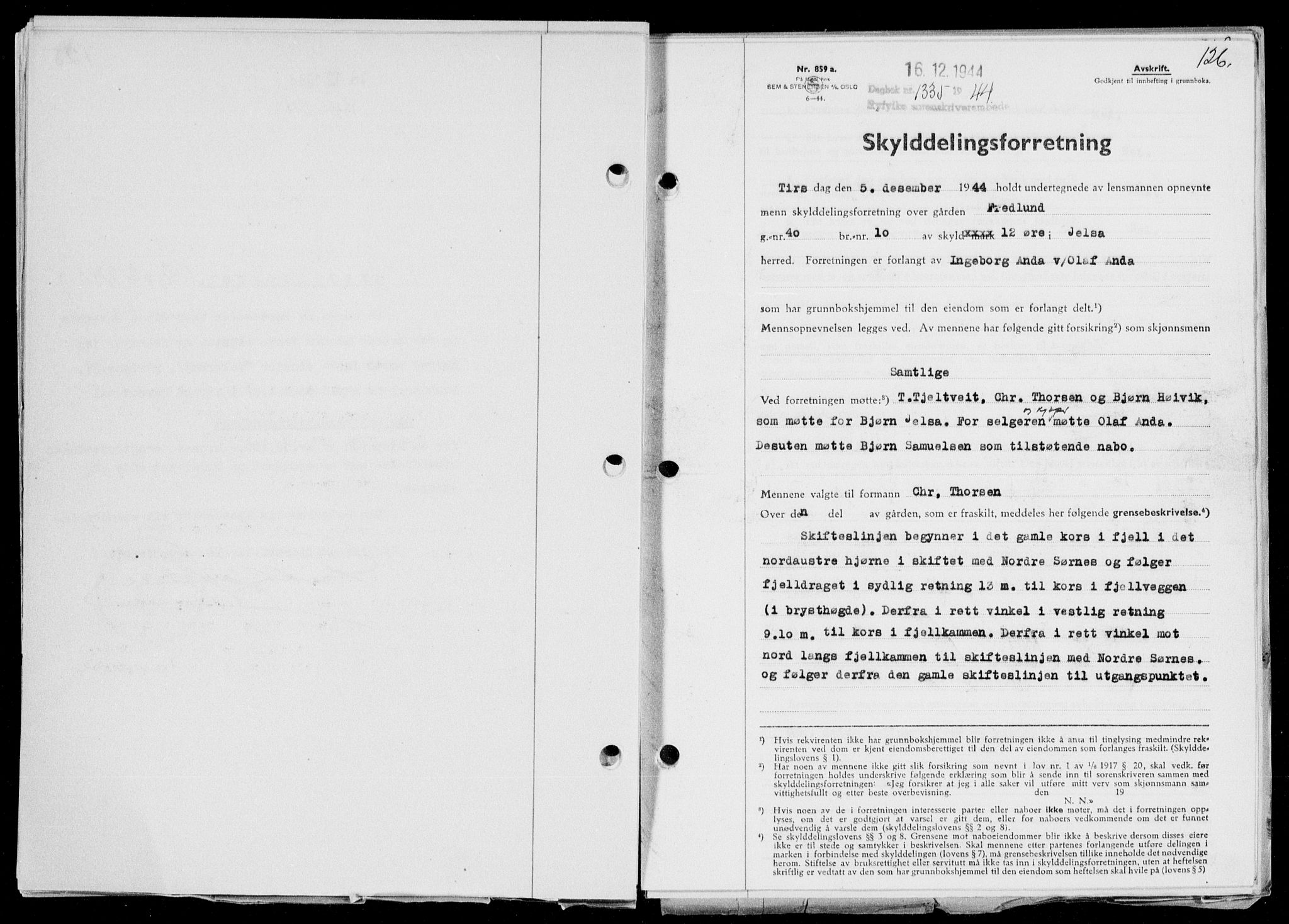 Ryfylke tingrett, SAST/A-100055/001/II/IIB/L0092: Pantebok nr. 71, 1944-1945, Dagboknr: 1335/1944