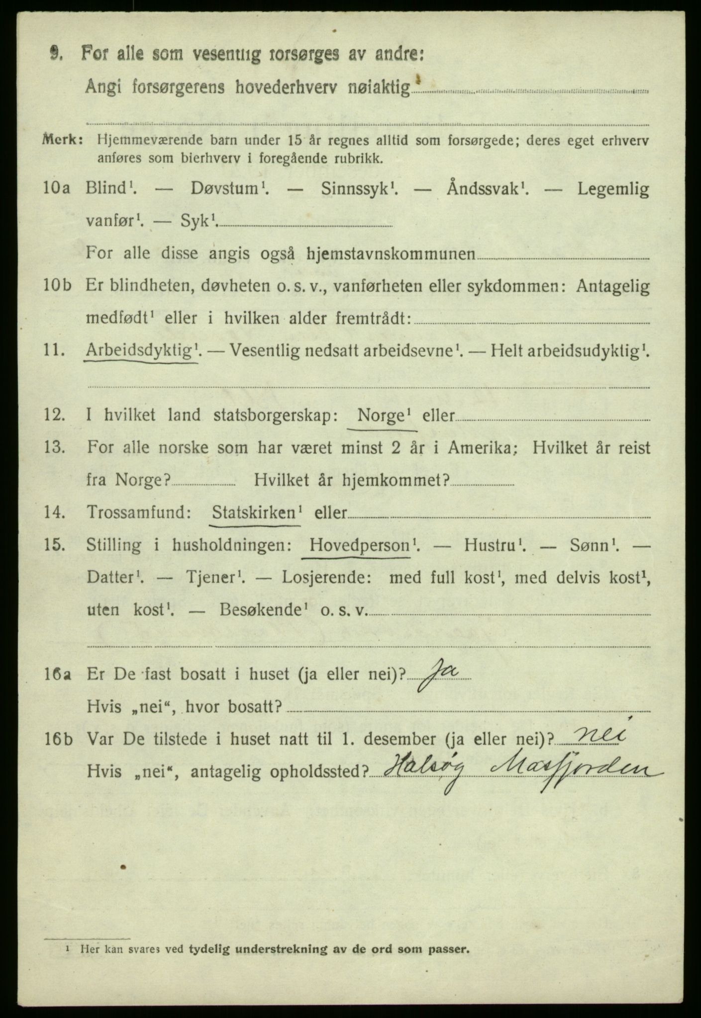 SAB, Folketelling 1920 for 1266 Masfjorden herred, 1920, s. 1896