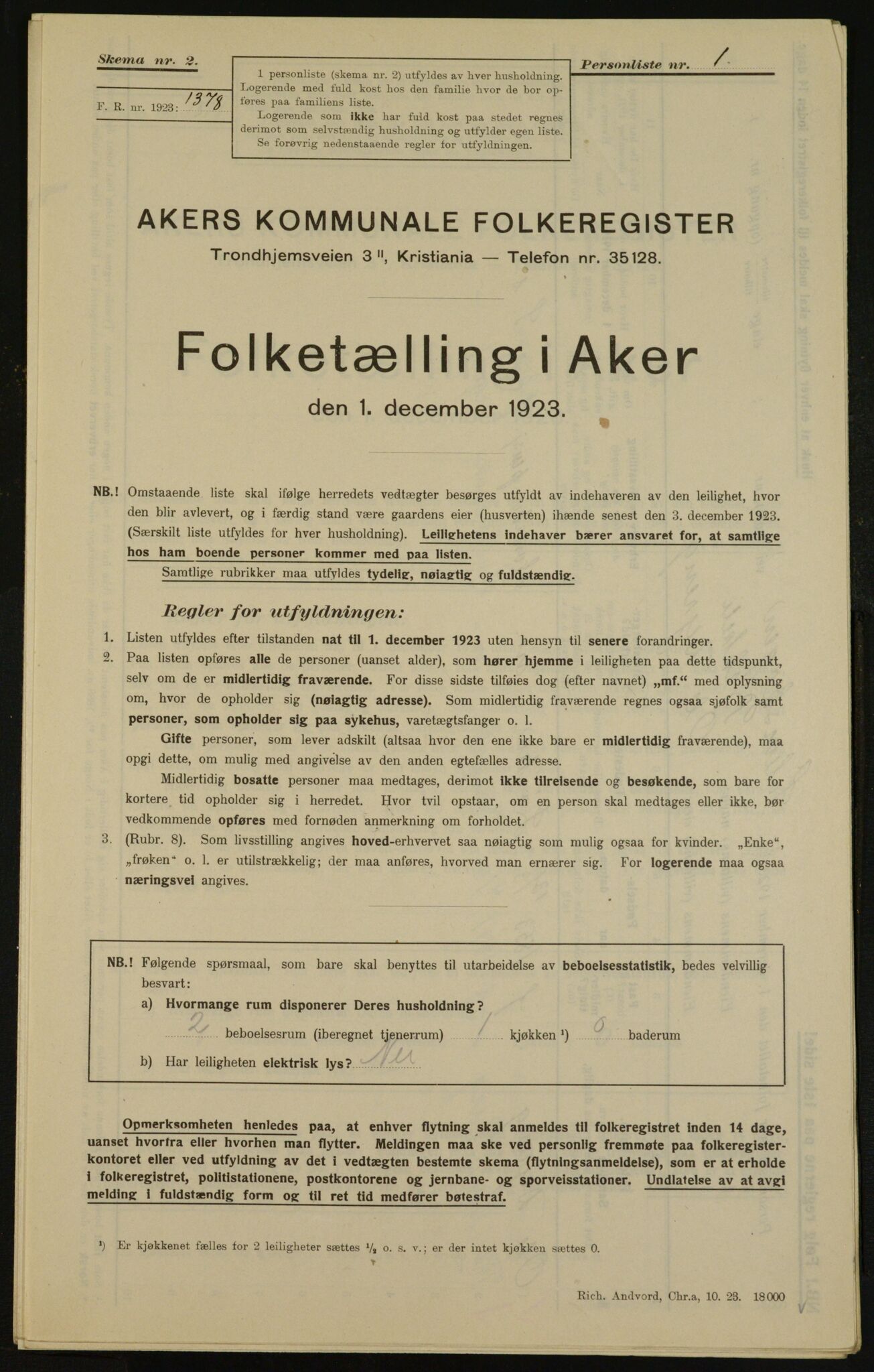 , Kommunal folketelling 1.12.1923 for Aker, 1923, s. 31115