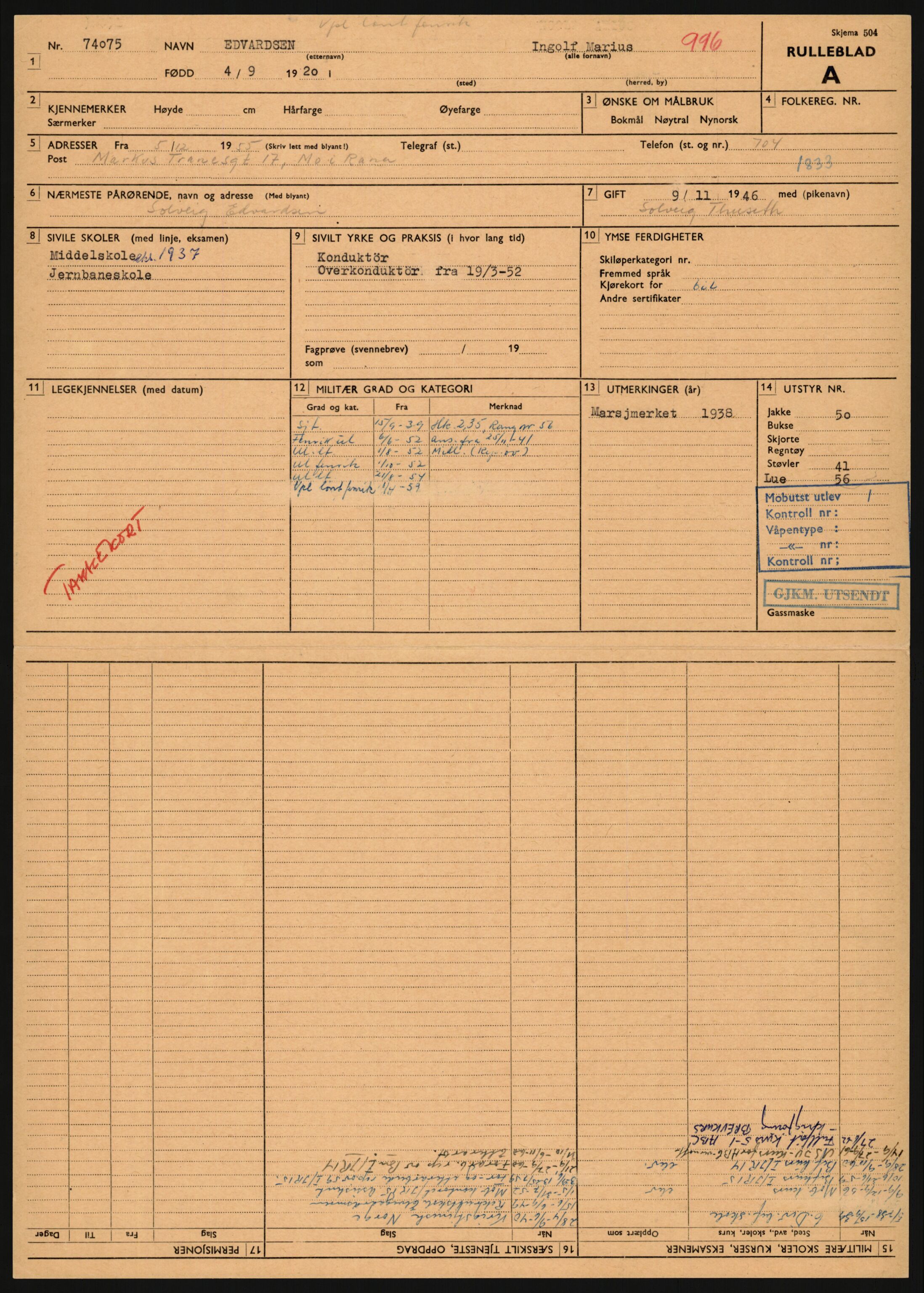 Forsvaret, Sør-Hålogaland landforsvar, AV/RA-RAFA-2552/P/Pa/L0303: Personellmapper for slettet personell, yrkesbefal og vernepliktig befal, født 1917-1920, 1936-1980, s. 575