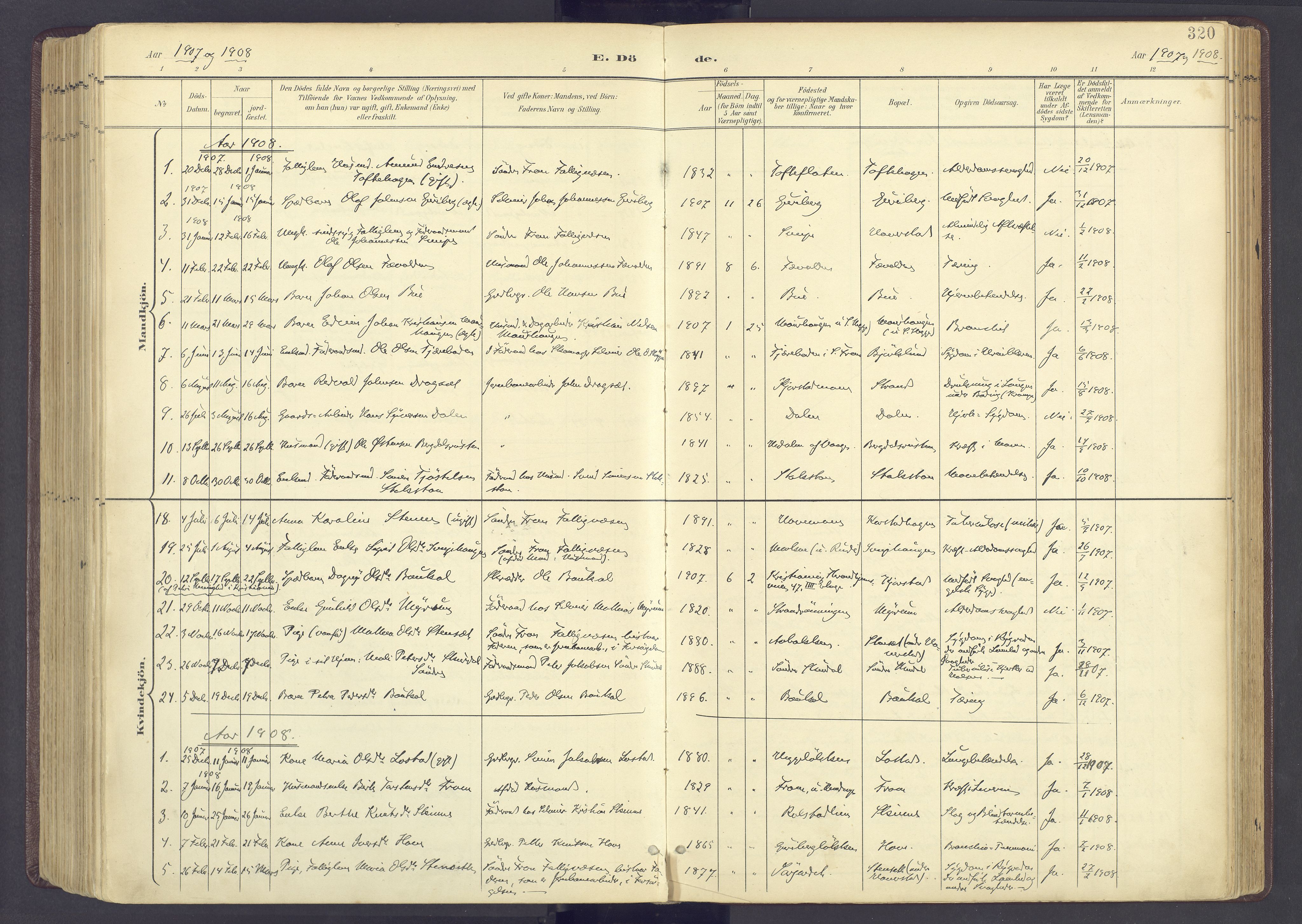 Sør-Fron prestekontor, AV/SAH-PREST-010/H/Ha/Haa/L0004: Ministerialbok nr. 4, 1898-1919, s. 320