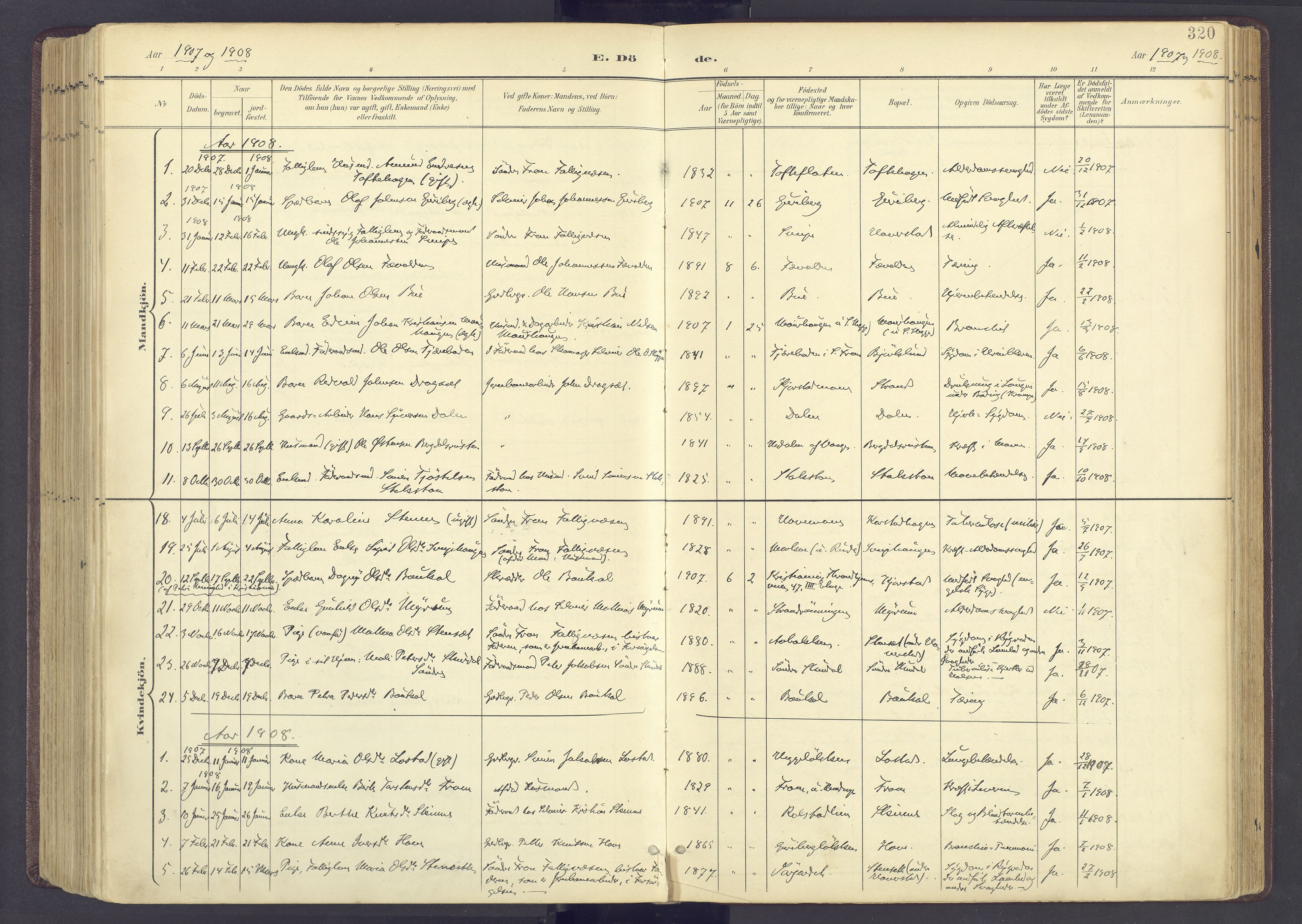 Sør-Fron prestekontor, SAH/PREST-010/H/Ha/Haa/L0004: Ministerialbok nr. 4, 1898-1919, s. 320