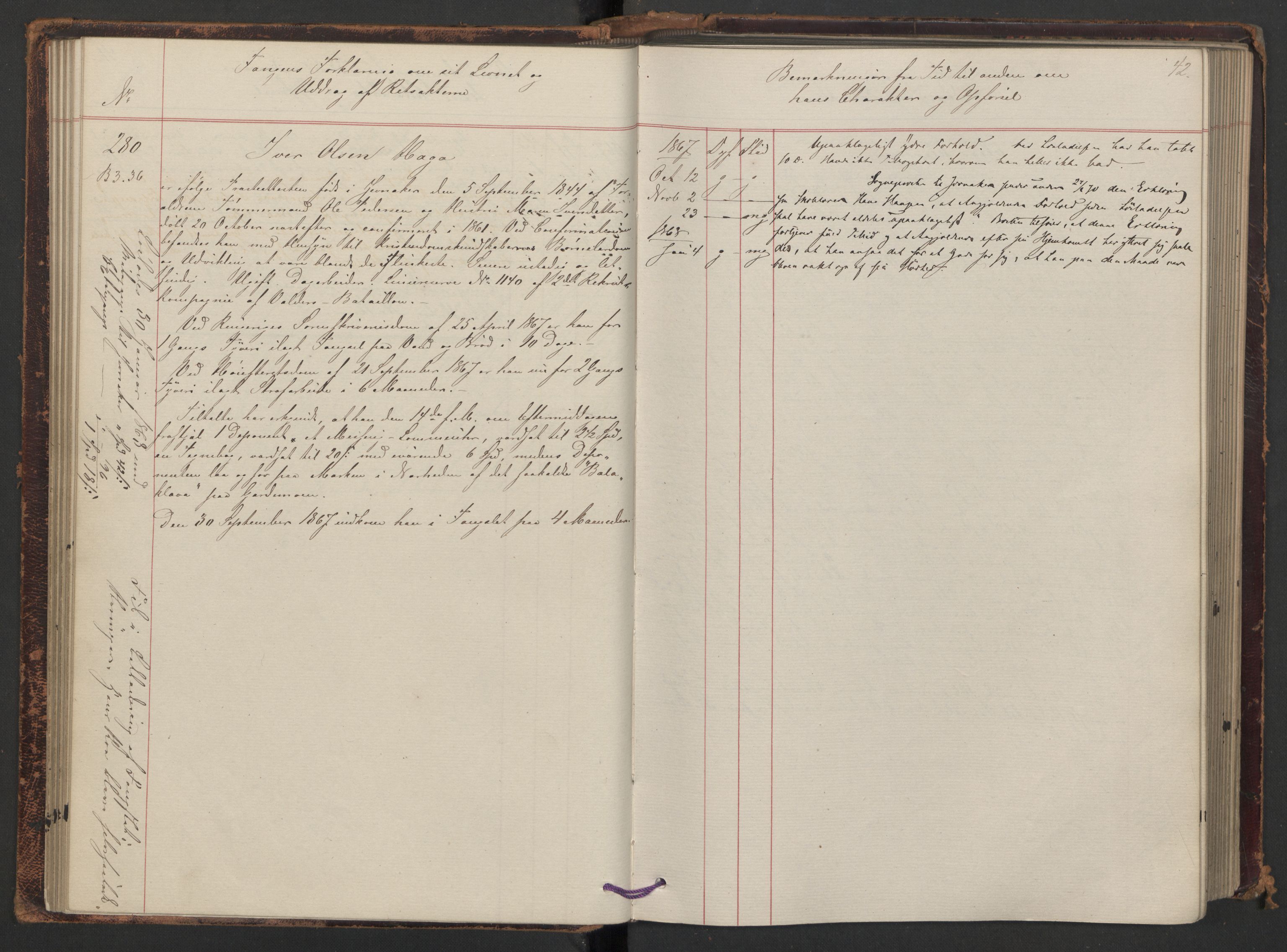 Botsfengslet, AV/RA-S-1539/D/Db/Dbb/L0011: 236d - 537d, 1867-1868, s. 42