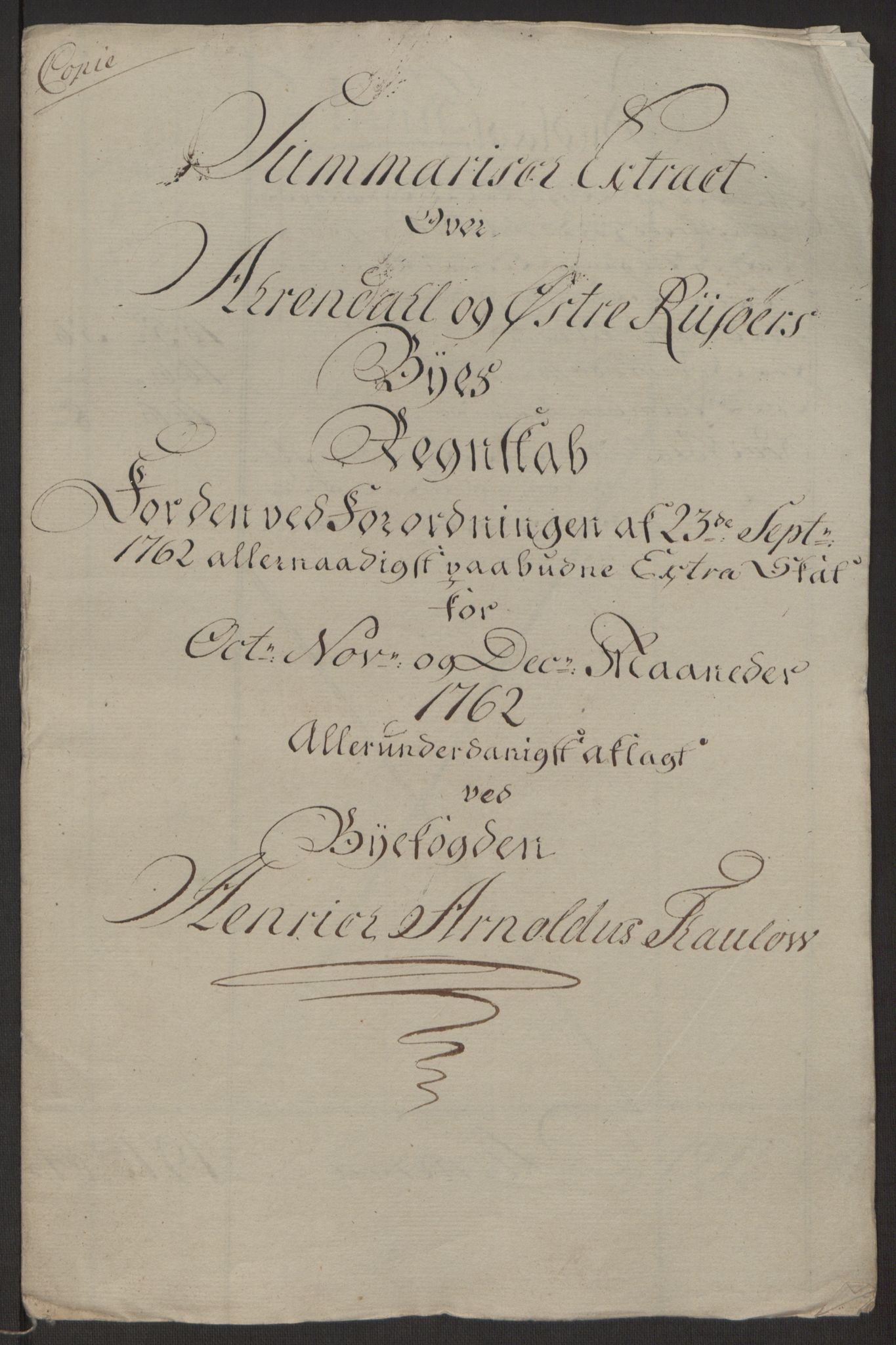 Rentekammeret inntil 1814, Reviderte regnskaper, Byregnskaper, RA/EA-4066/R/Rl/L0230/0001: [L4] Kontribusjonsregnskap / Ekstraskatt, 1762-1764, s. 10
