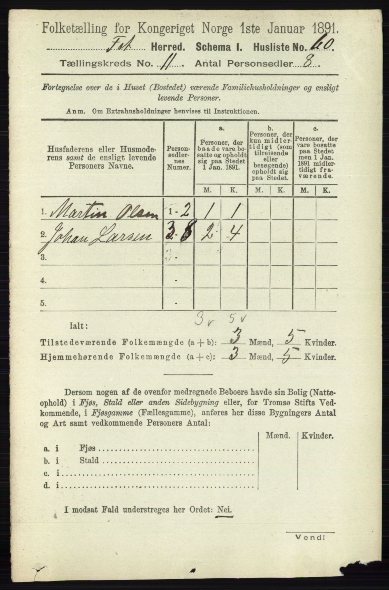 RA, Folketelling 1891 for 0227 Fet herred, 1891, s. 4254