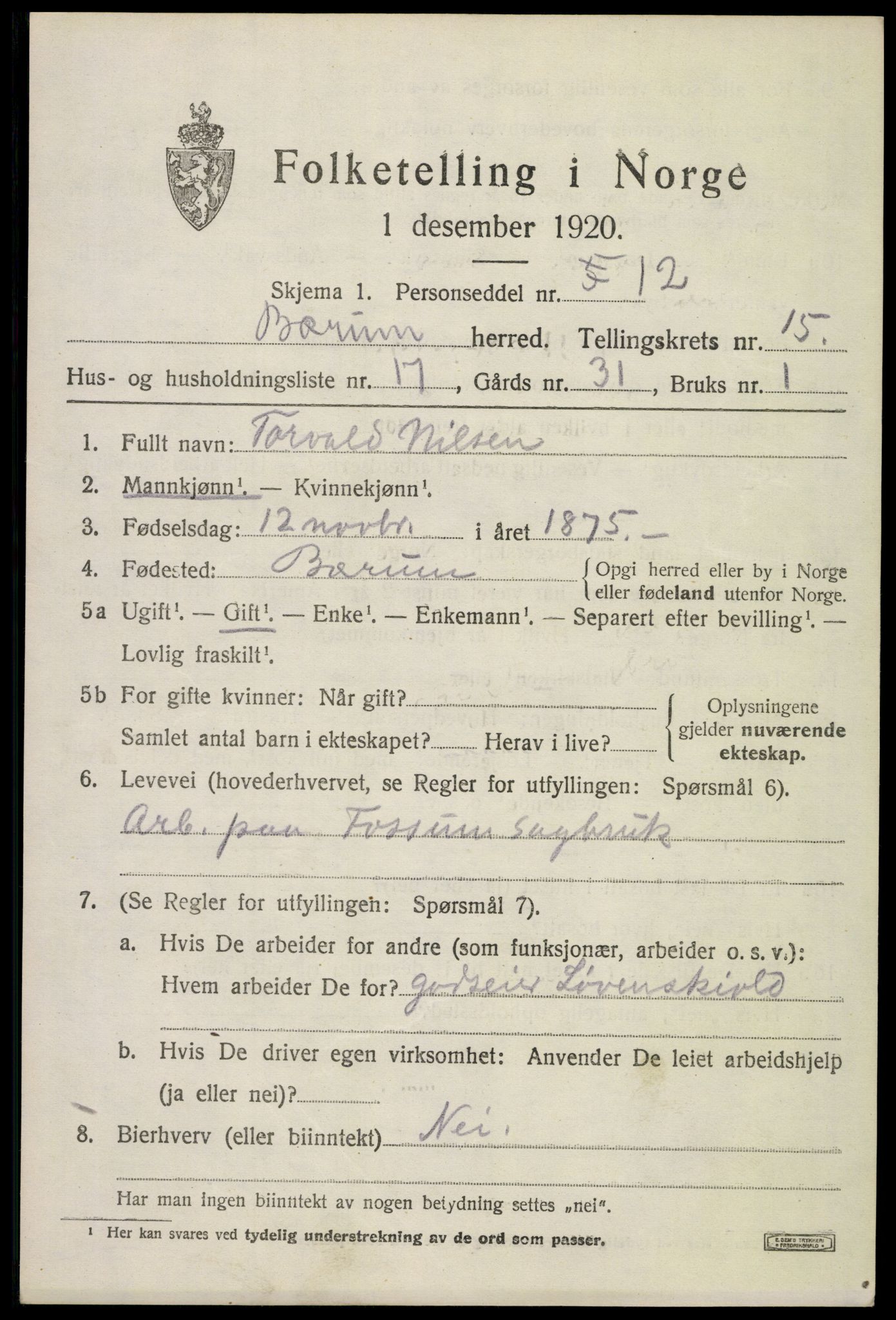 SAO, Folketelling 1920 for 0219 Bærum herred, 1920, s. 42618