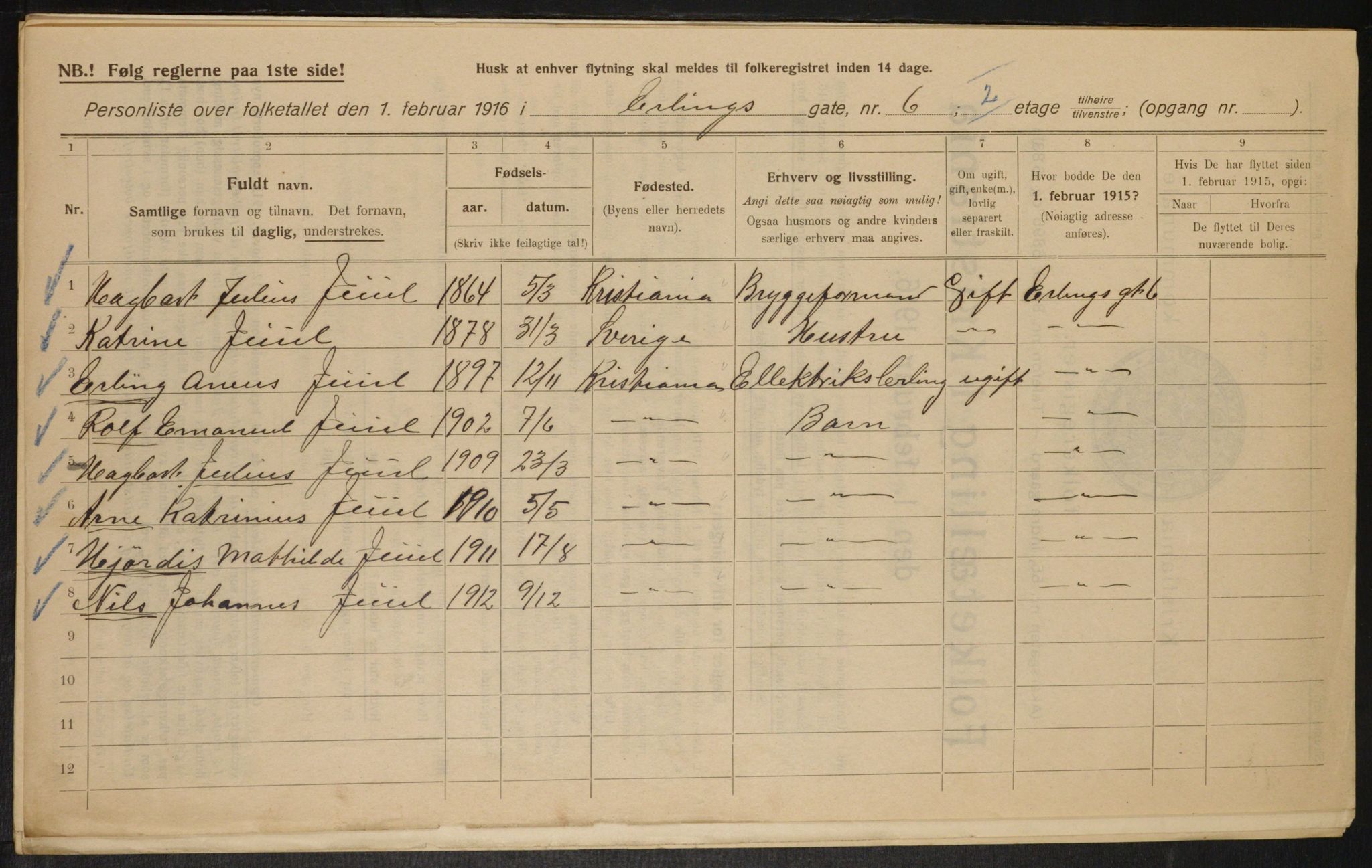 OBA, Kommunal folketelling 1.2.1916 for Kristiania, 1916, s. 22375