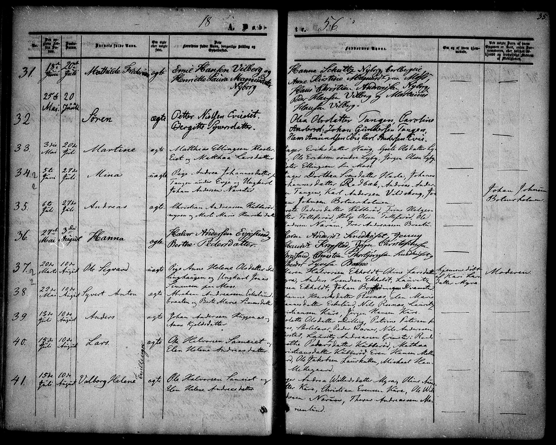Rygge prestekontor Kirkebøker, AV/SAO-A-10084b/F/Fa/L0005: Ministerialbok nr. 5, 1852-1871, s. 35