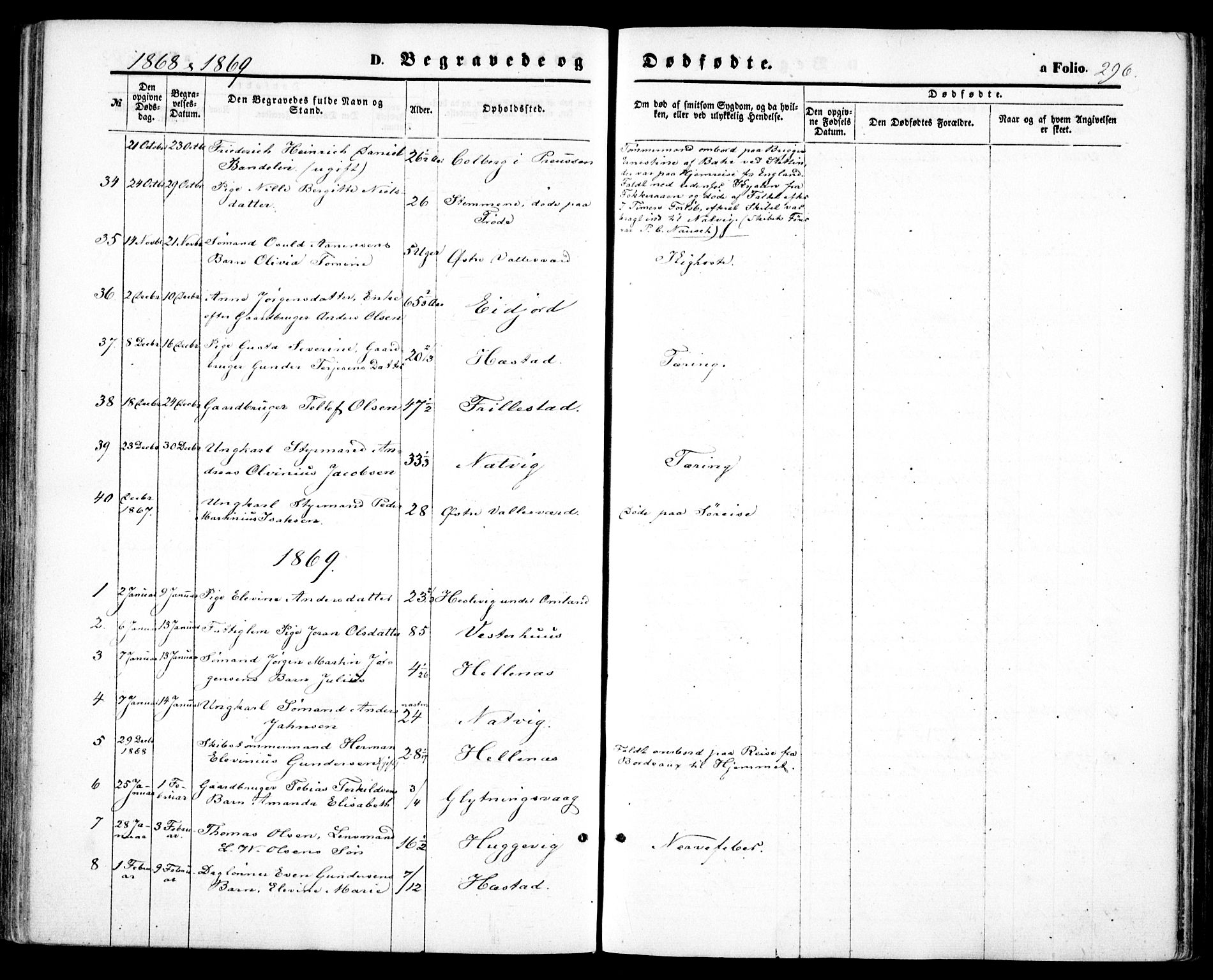 Høvåg sokneprestkontor, SAK/1111-0025/F/Fa/L0004: Ministerialbok nr. A 4, 1859-1877, s. 296