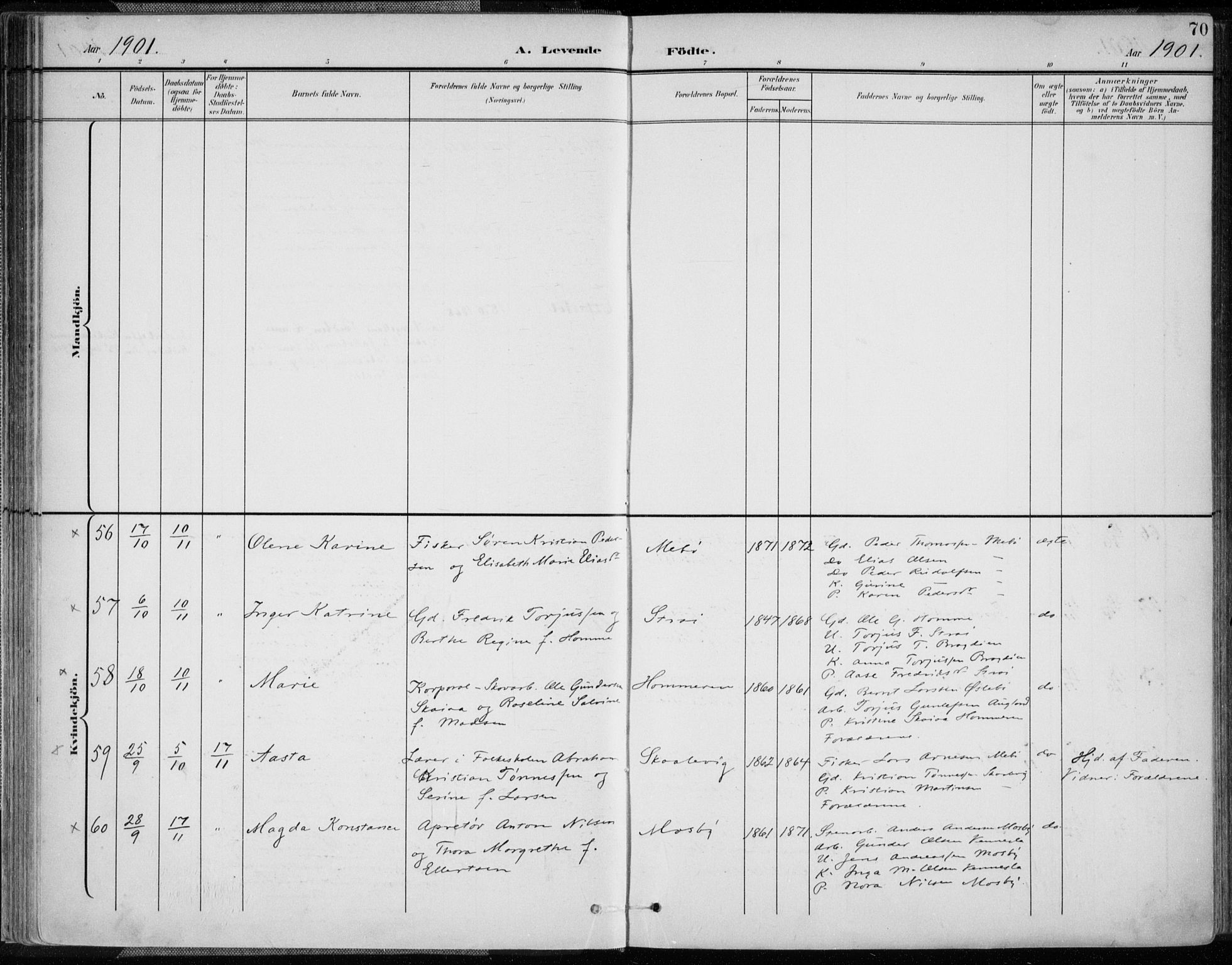 Oddernes sokneprestkontor, SAK/1111-0033/F/Fa/Faa/L0010: Ministerialbok nr. A 10, 1897-1911, s. 70