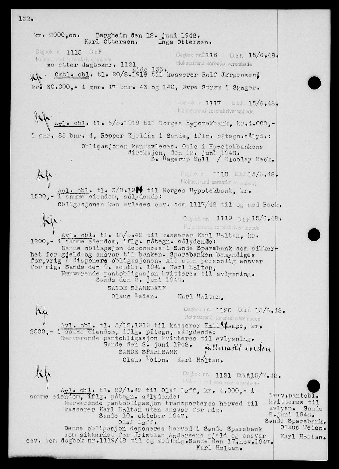 Holmestrand sorenskriveri, SAKO/A-67/G/Ga/Gab/L0058: Pantebok nr. B-58, 1947-1948, s. 132, Dagboknr: 1116/1948