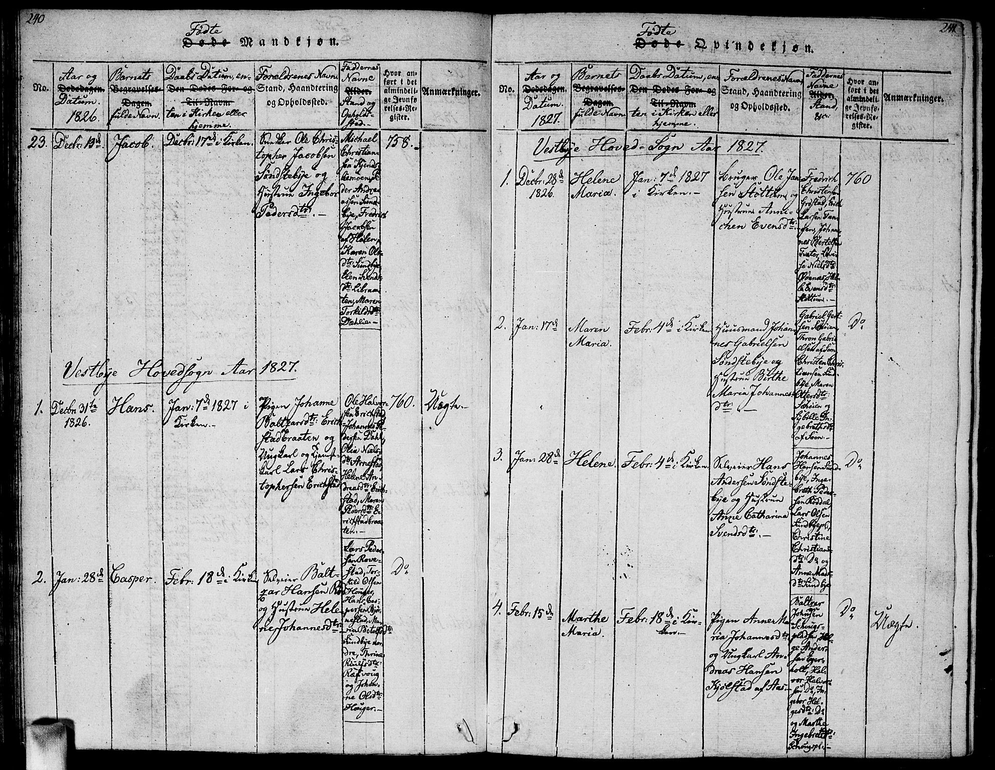 Vestby prestekontor Kirkebøker, AV/SAO-A-10893/G/Ga/L0001: Klokkerbok nr. I 1, 1814-1827, s. 240-241