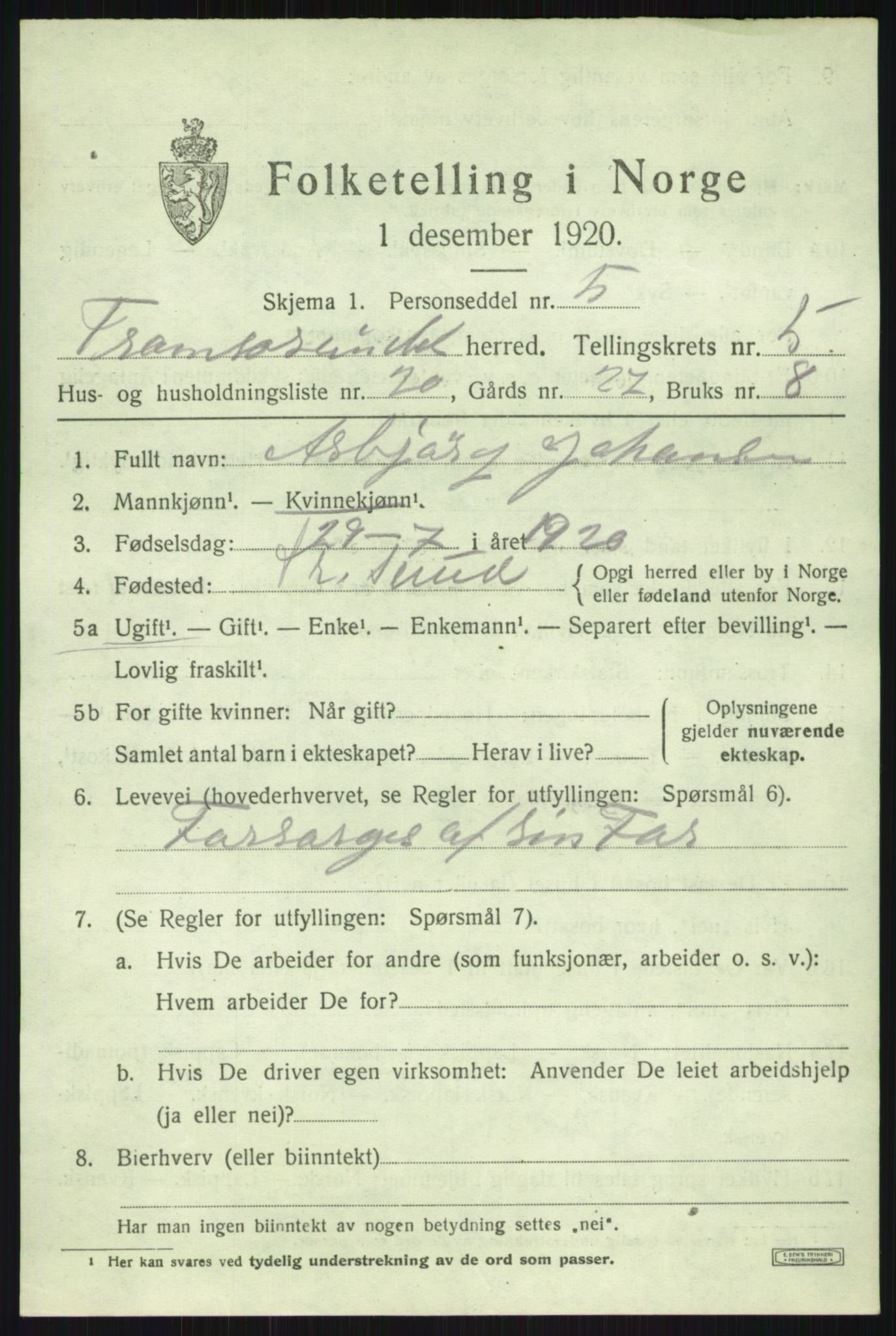 SATØ, Folketelling 1920 for 1934 Tromsøysund herred, 1920, s. 4964