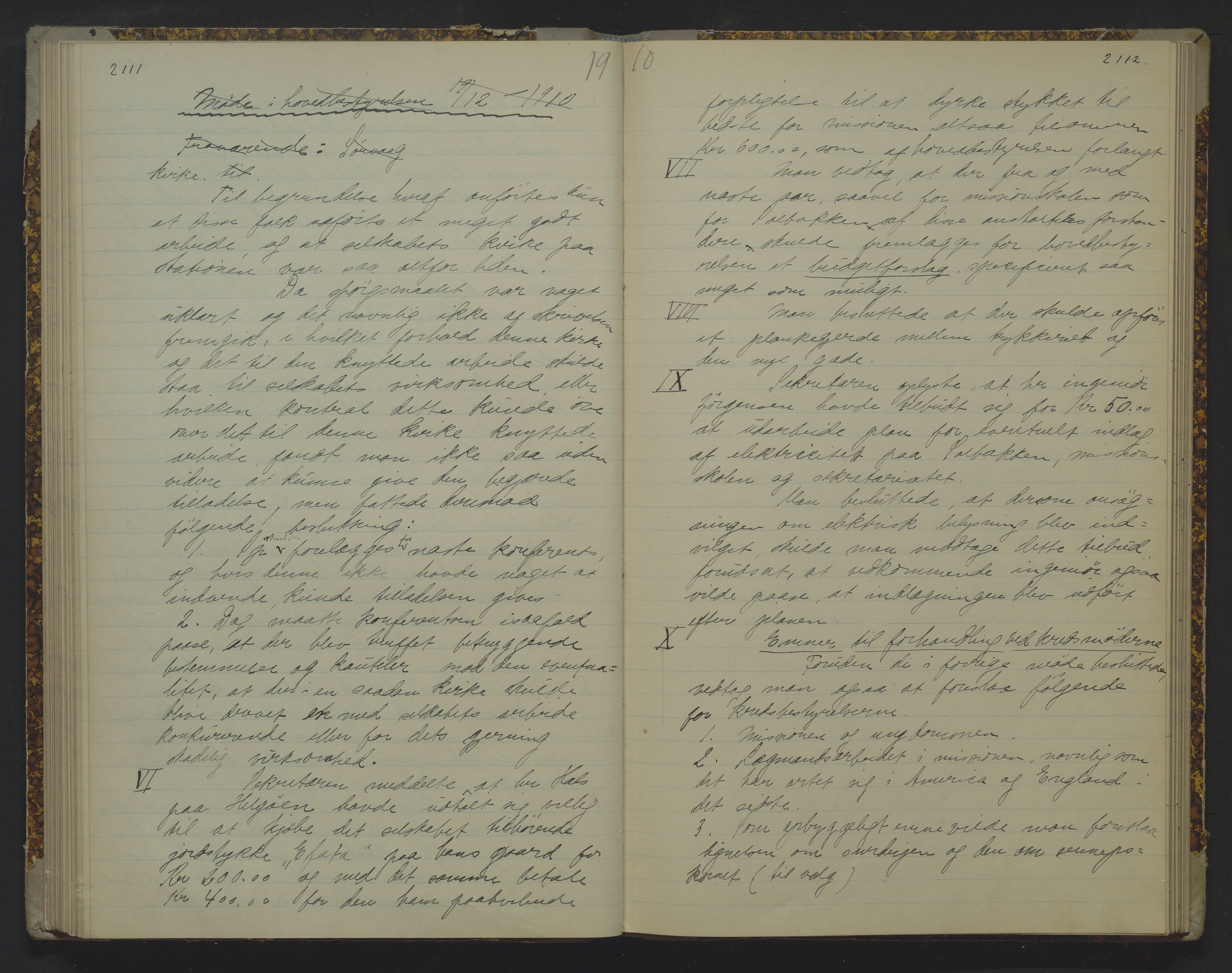 Det Norske Misjonsselskap - hovedadministrasjonen, VID/MA-A-1045/D/Da/Daa/L0019: Styreprotokoll nr. XIII, 25. oktober 1909 - 29. januar 1912, 1909-1912, s. 2111-2112